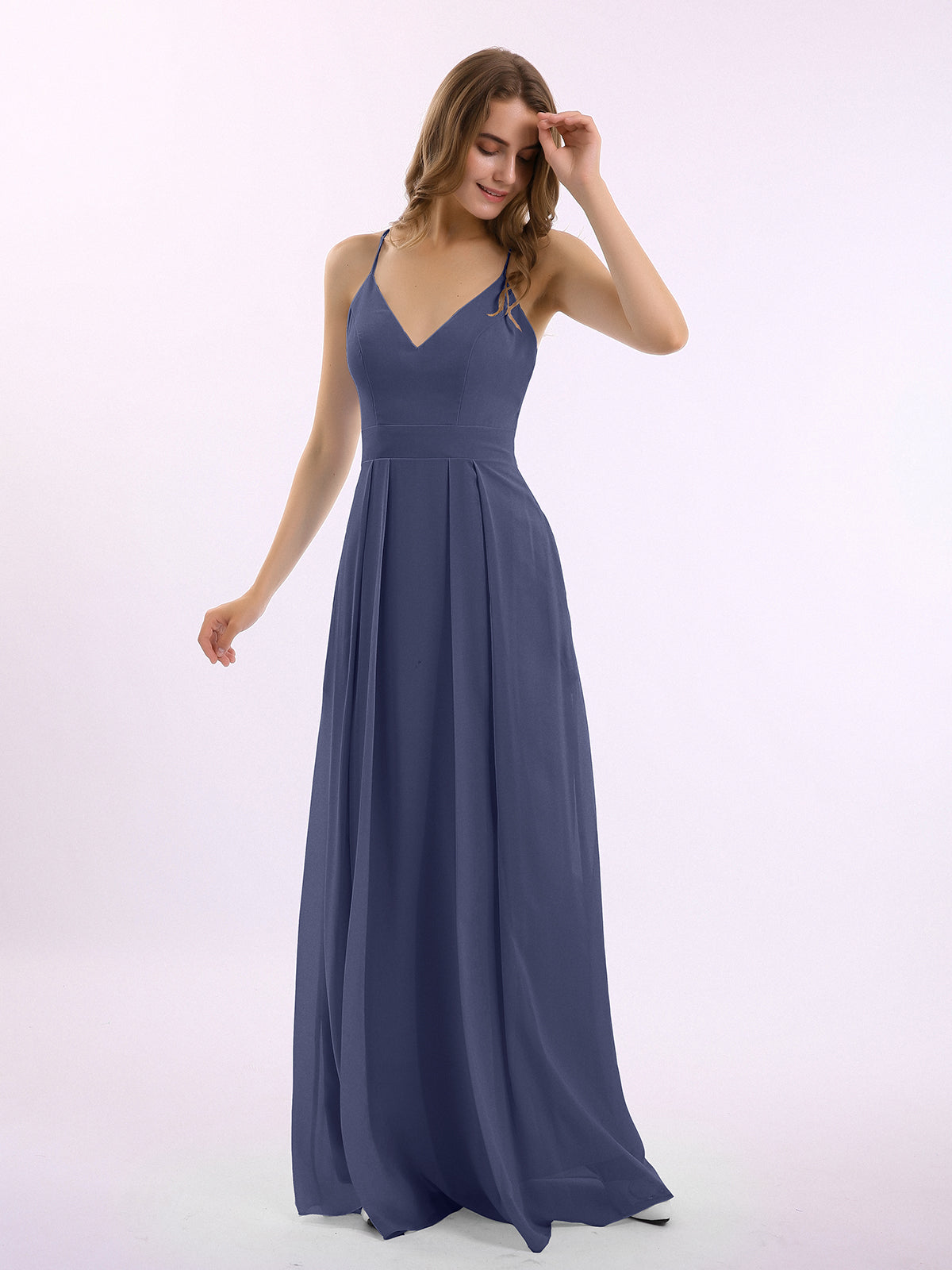 Square Neck Spaghetti Straps Chiffon Dresses Stormy Plus Size