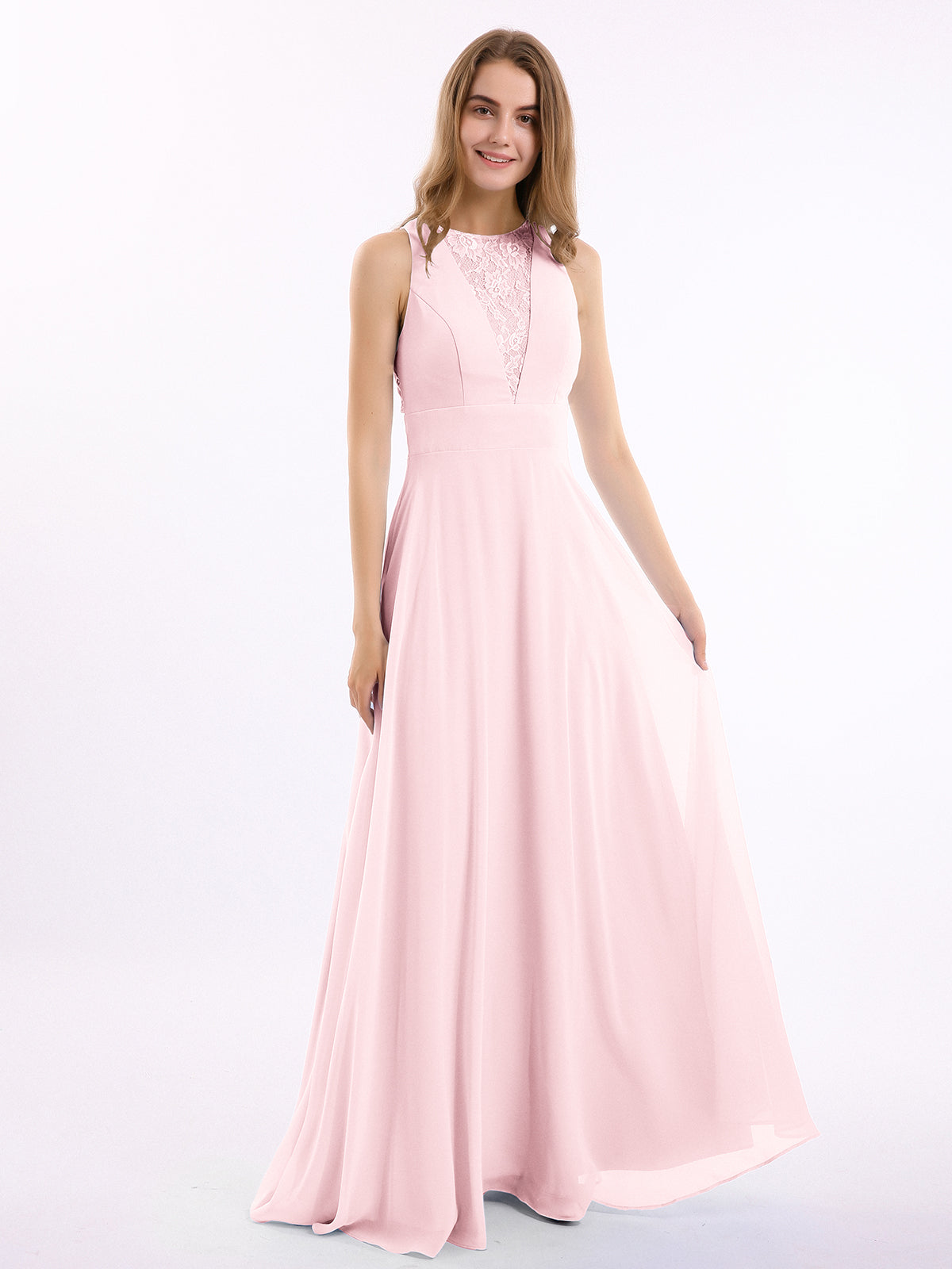 Open Back Chiffon Dresses with Deep V-neck Spa Plus Size main image 0