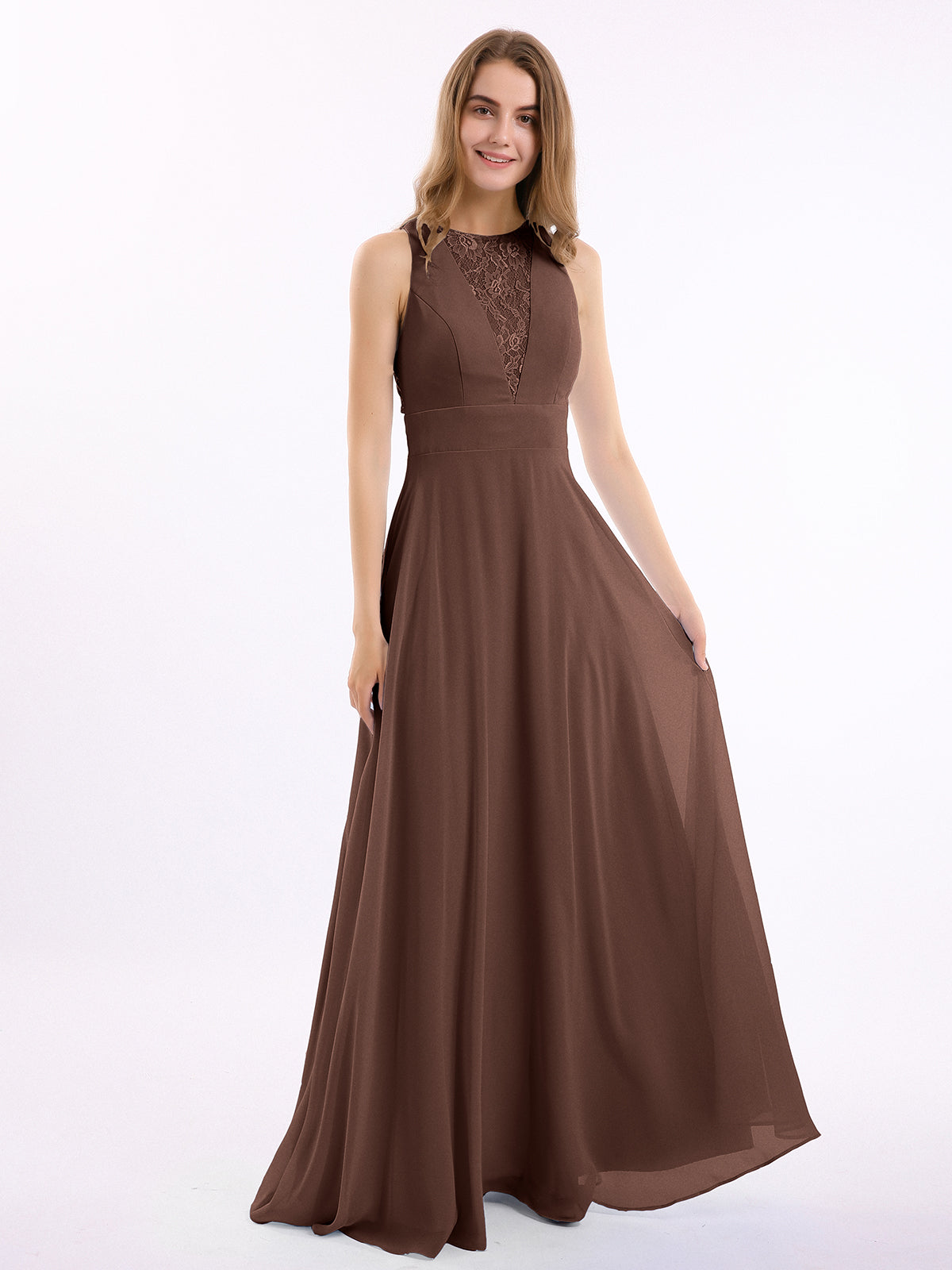 Chiffon and Lace Short Dress with Open Back Tangerine Plus Size