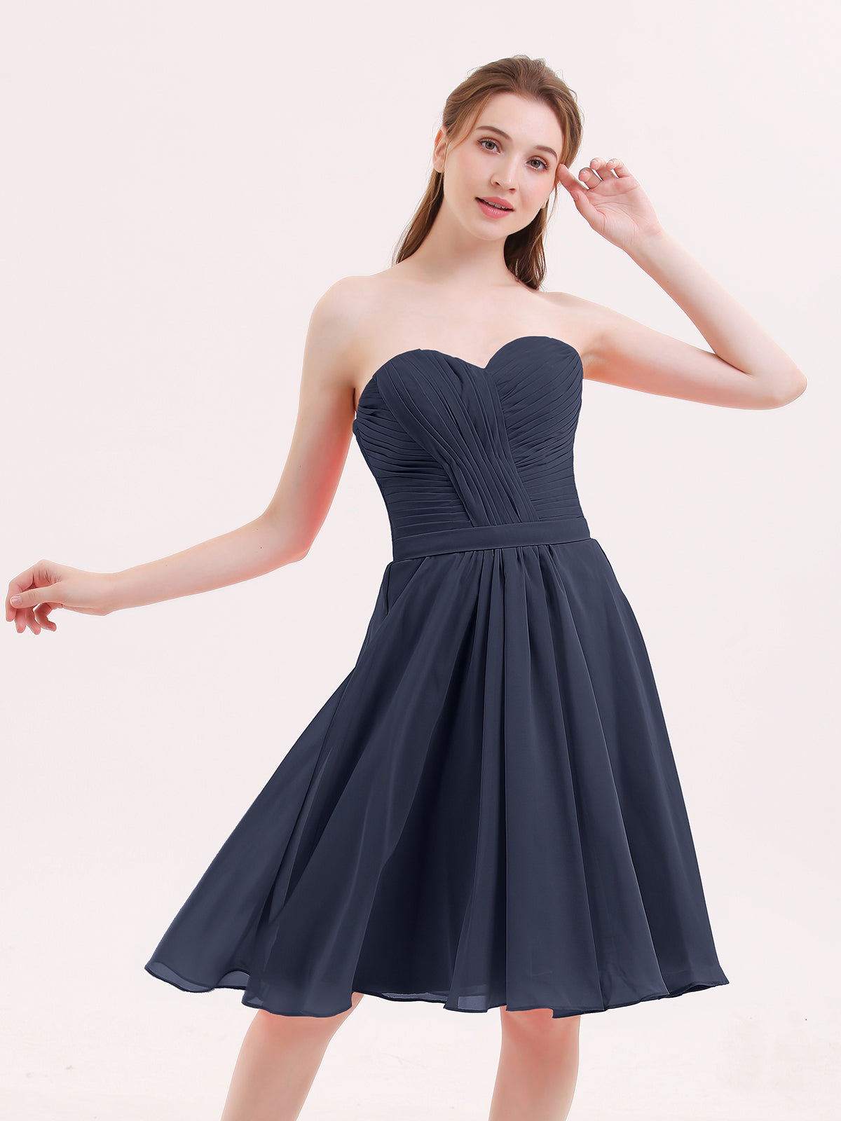 Lydia Dusty Blue Cowl Neck Satin Bridesmaid Dress