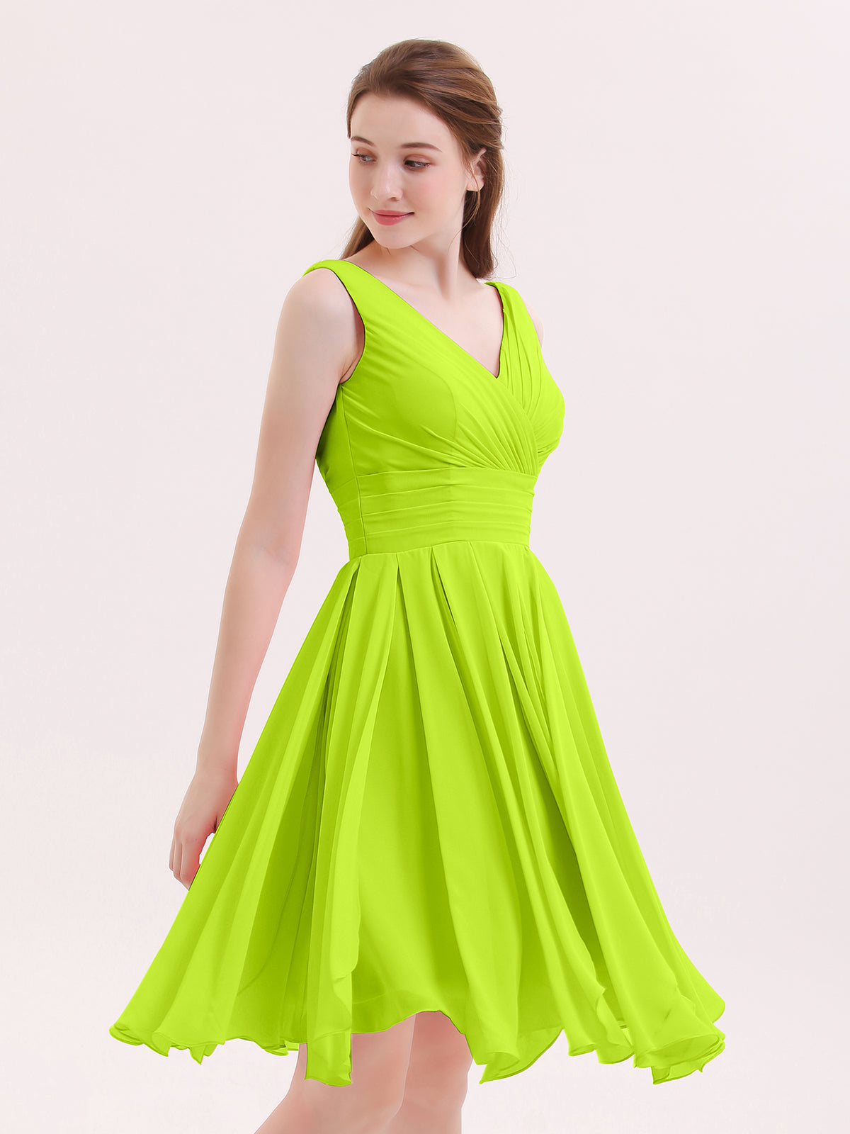 lime green bridesmaid dresses Wedtrend Women Light Green Bridesmaid Dress A-Line Spaghetti Straps  Backless Long Party Dress With Ruffles – WEDTREND main image 0
