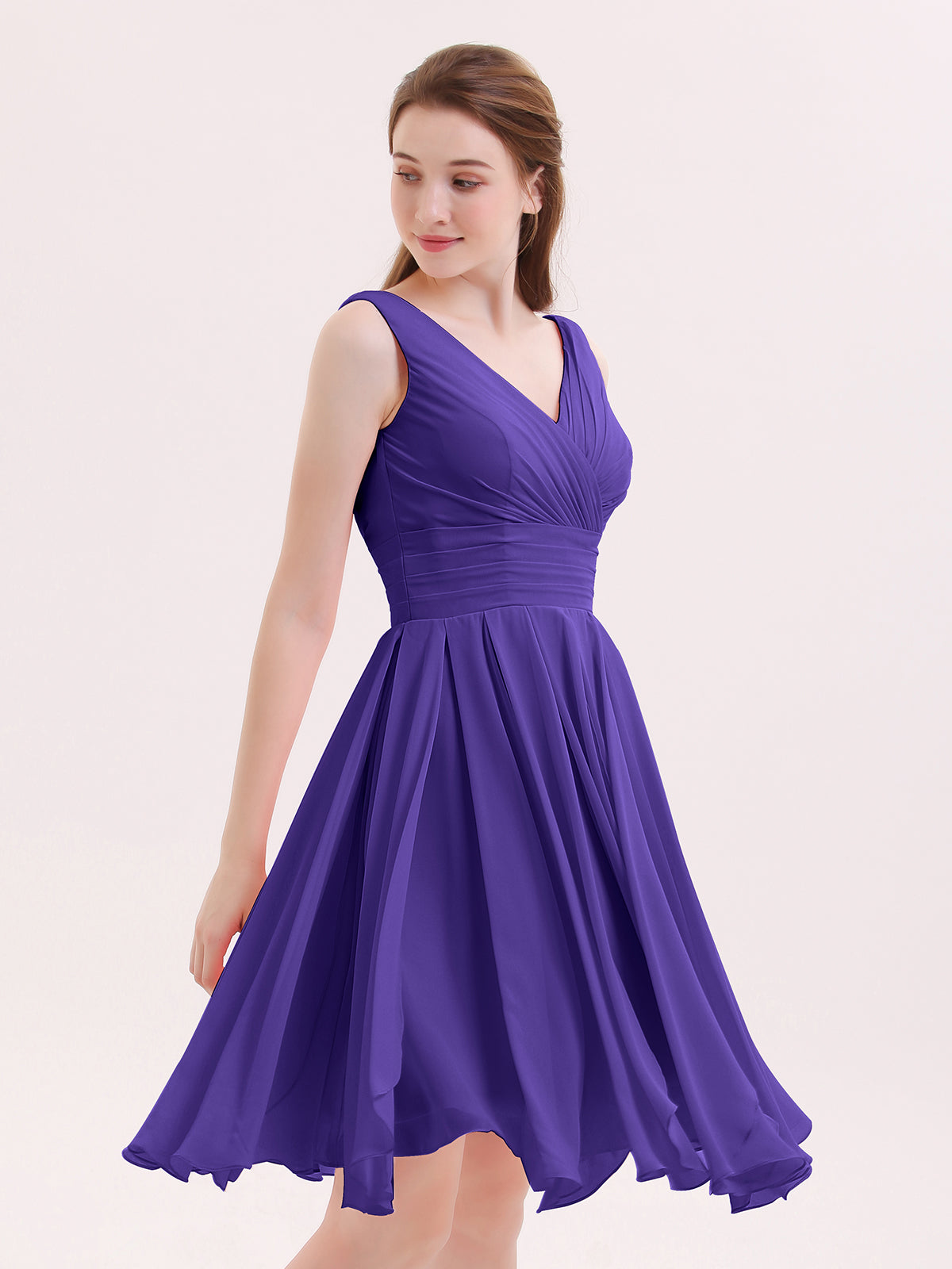 Elegant Short Front Long Back Chiffon Dresses Regency