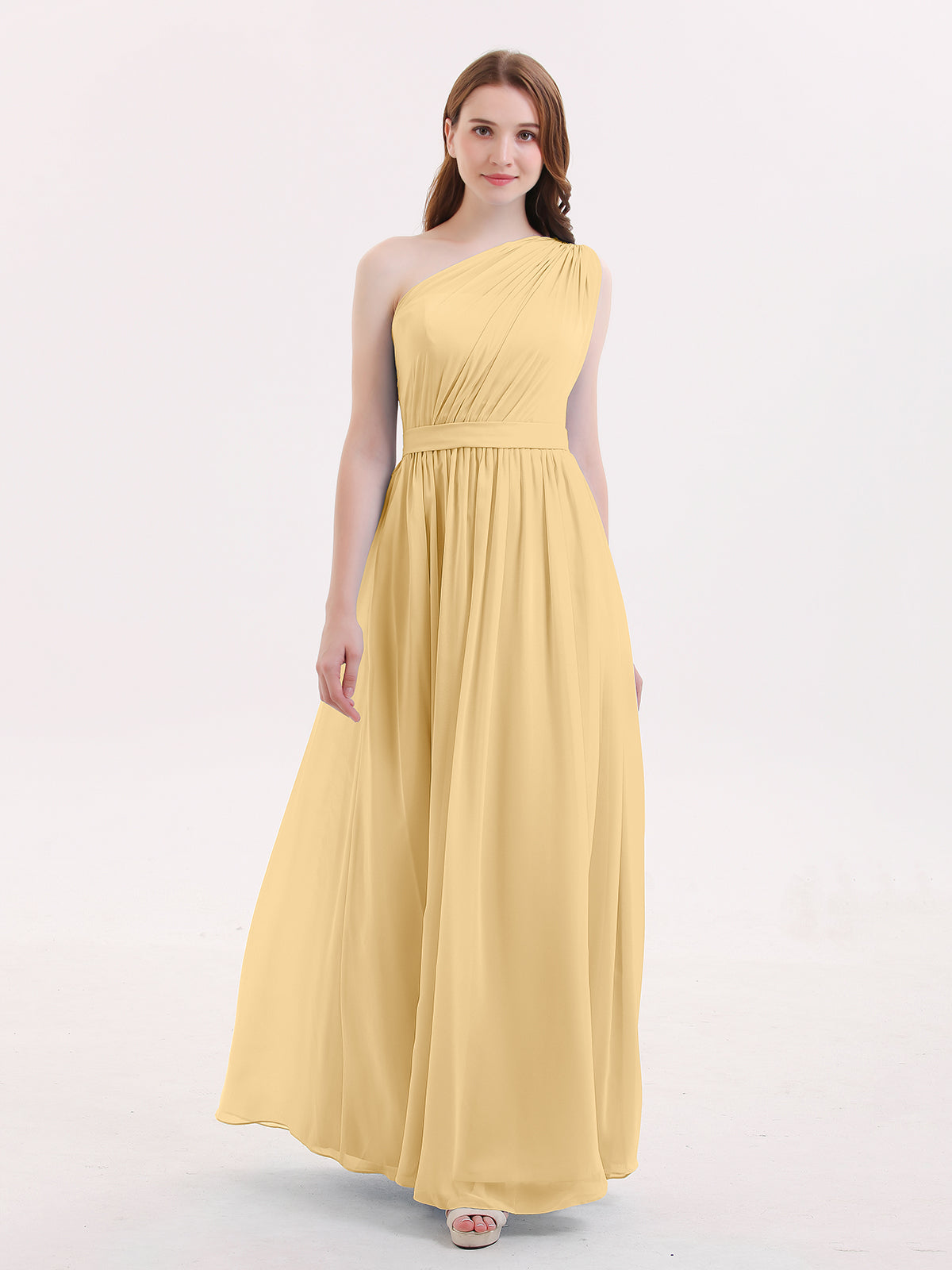 blue dress for baby girl Light yellow satin short prom dress, yellow bridesmaid dress – dresstby main image 0