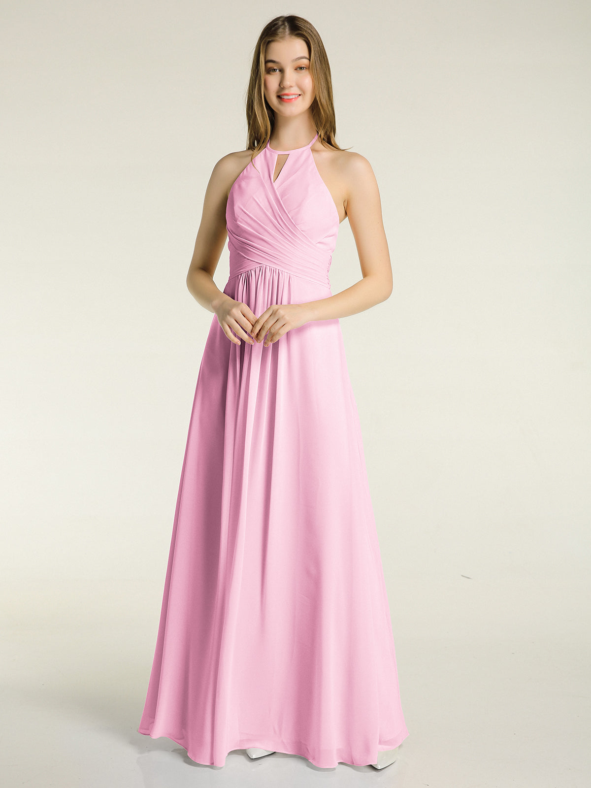 Tea-Length Chiffon Dress With Jacket Candy Pink Plus Size main image 1