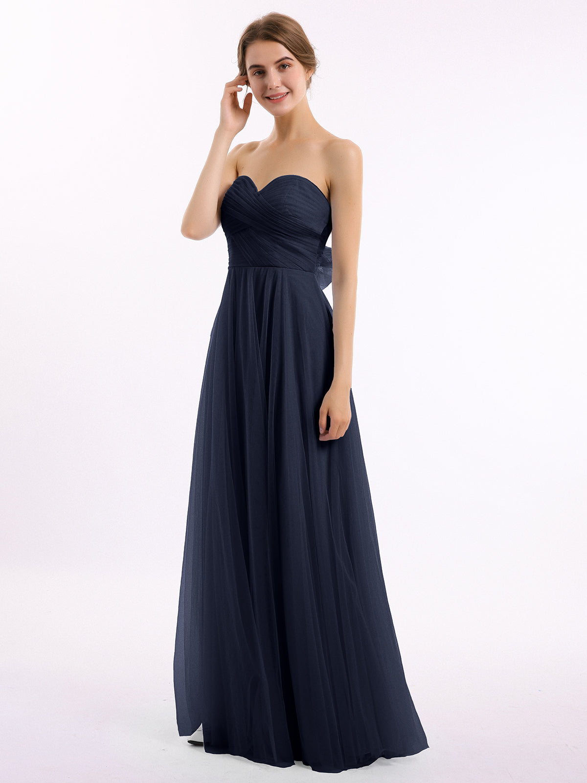 Sweetheart Neck Strapless Tulle Dress with Bow Vintage Mauve Plus Size