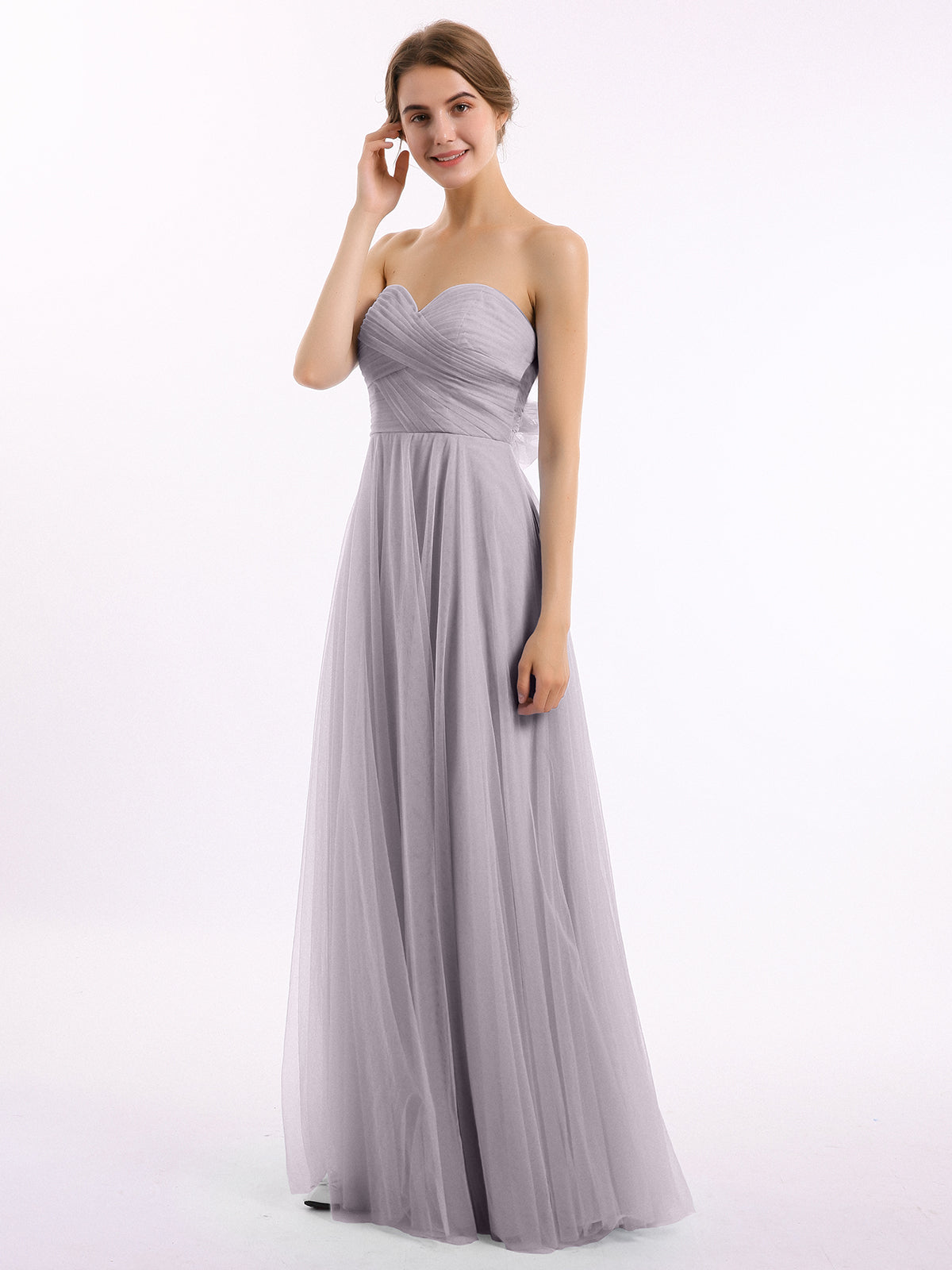 Norah Strapless Tulle Bow Maxi Dress