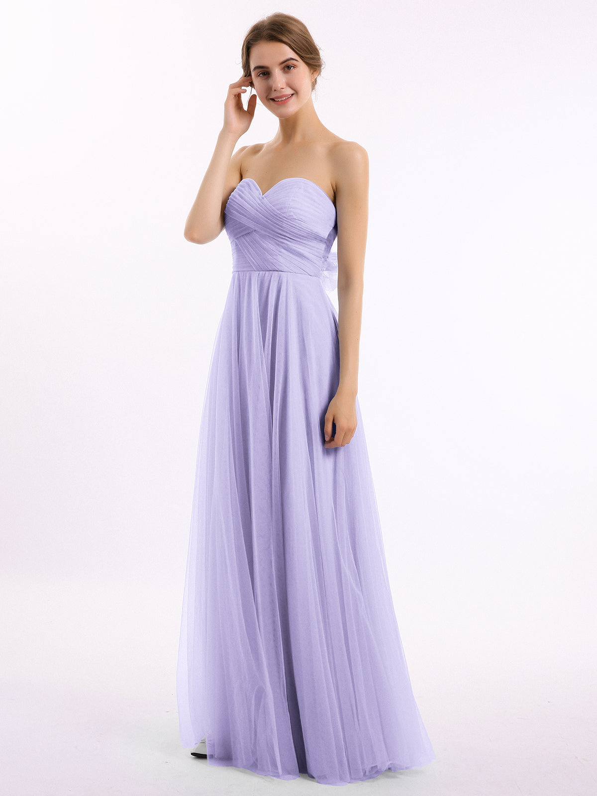 Sweetheart Chiffon Dresses with CASCADE SKIRT Lilac Plus Size