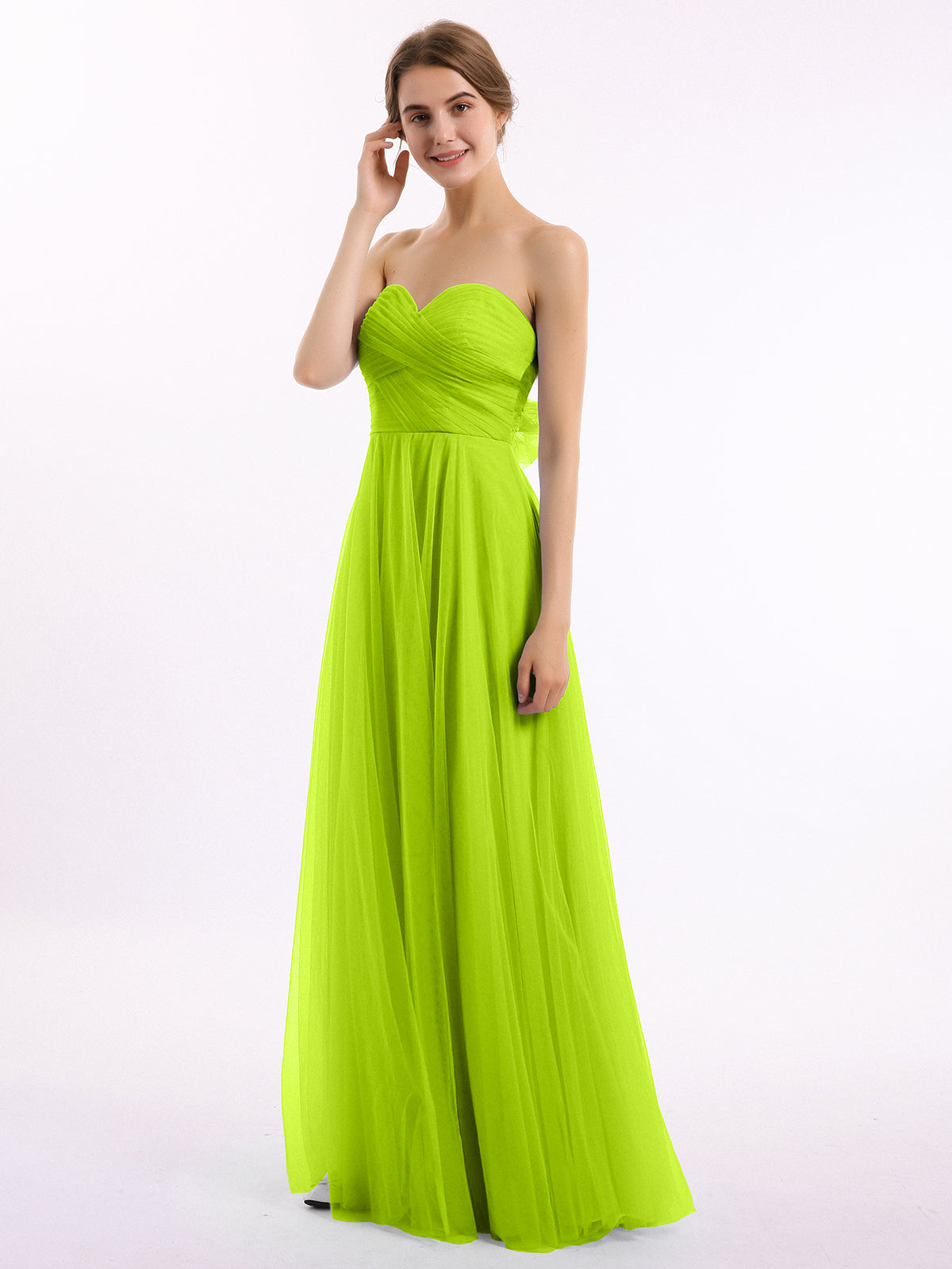 Strapless Chiffon Full Length Gowns Lime Green Plus Size main image 1