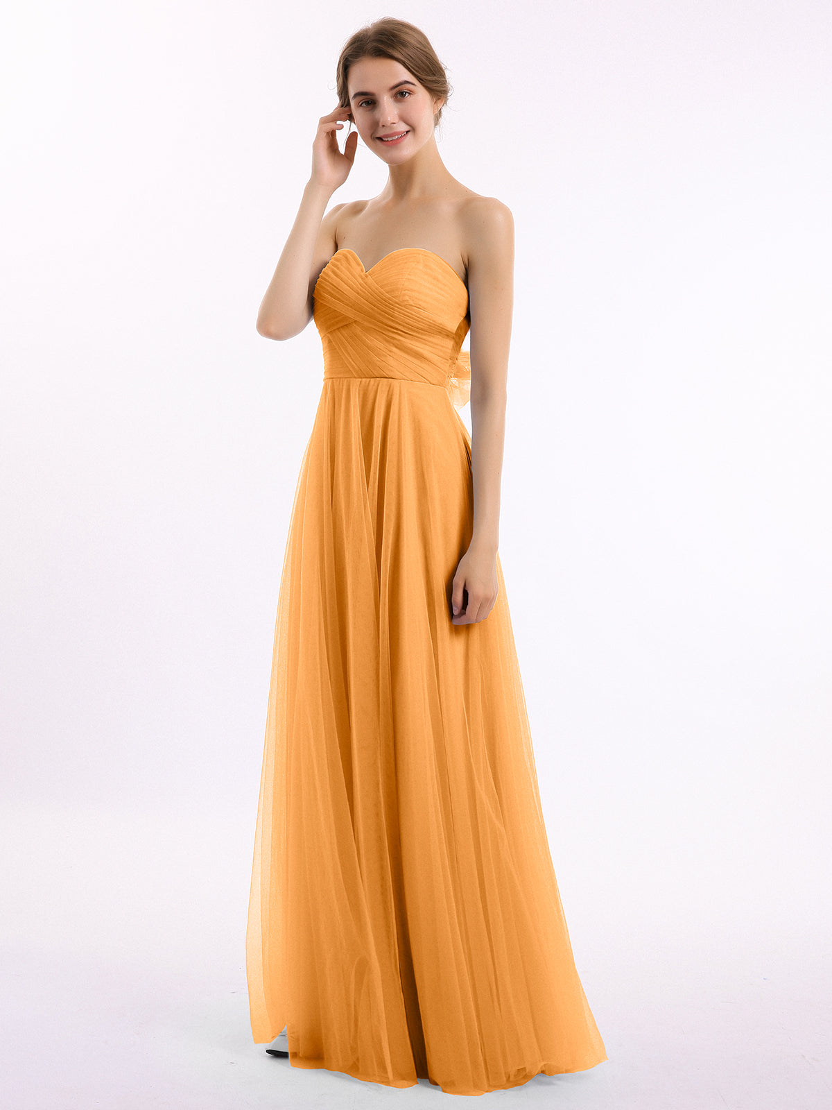 Halter Illusion Long Boho Tulle Dresses Tangerine