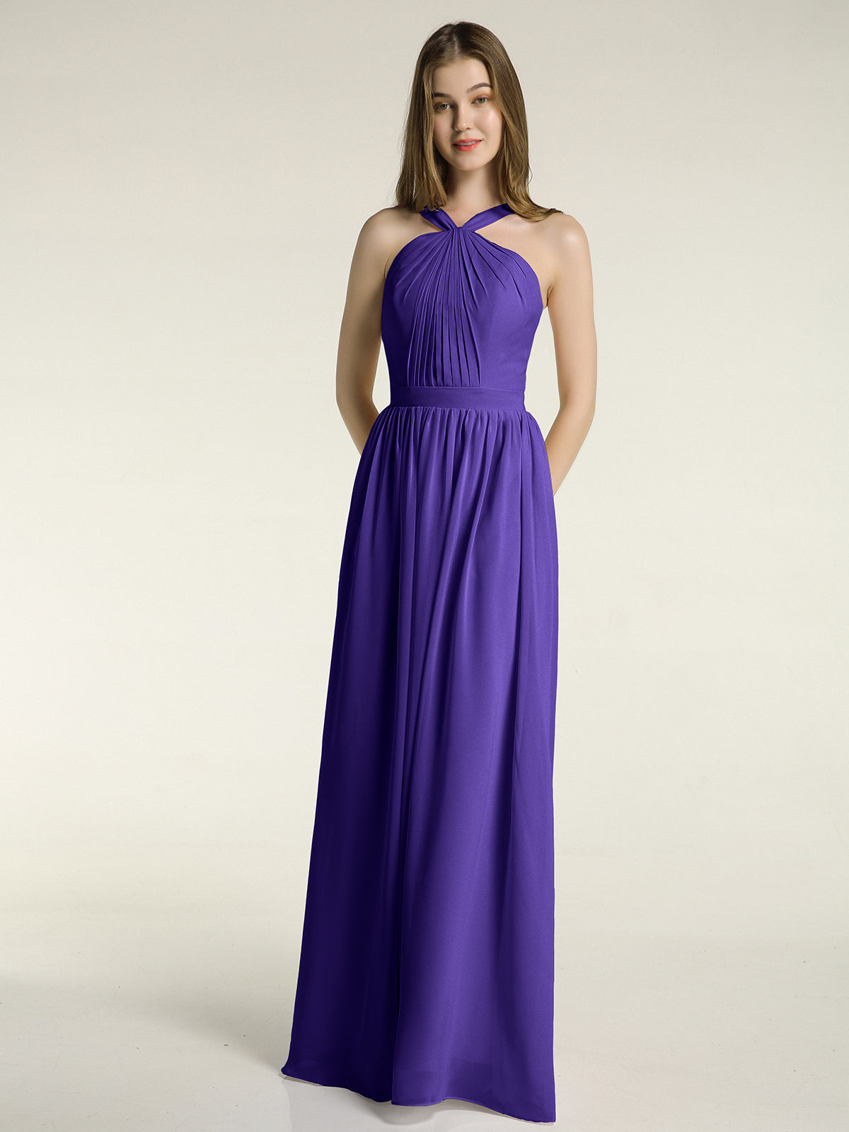 V-neck Bridesmaid Dress with Cross Back Regency Plus Size