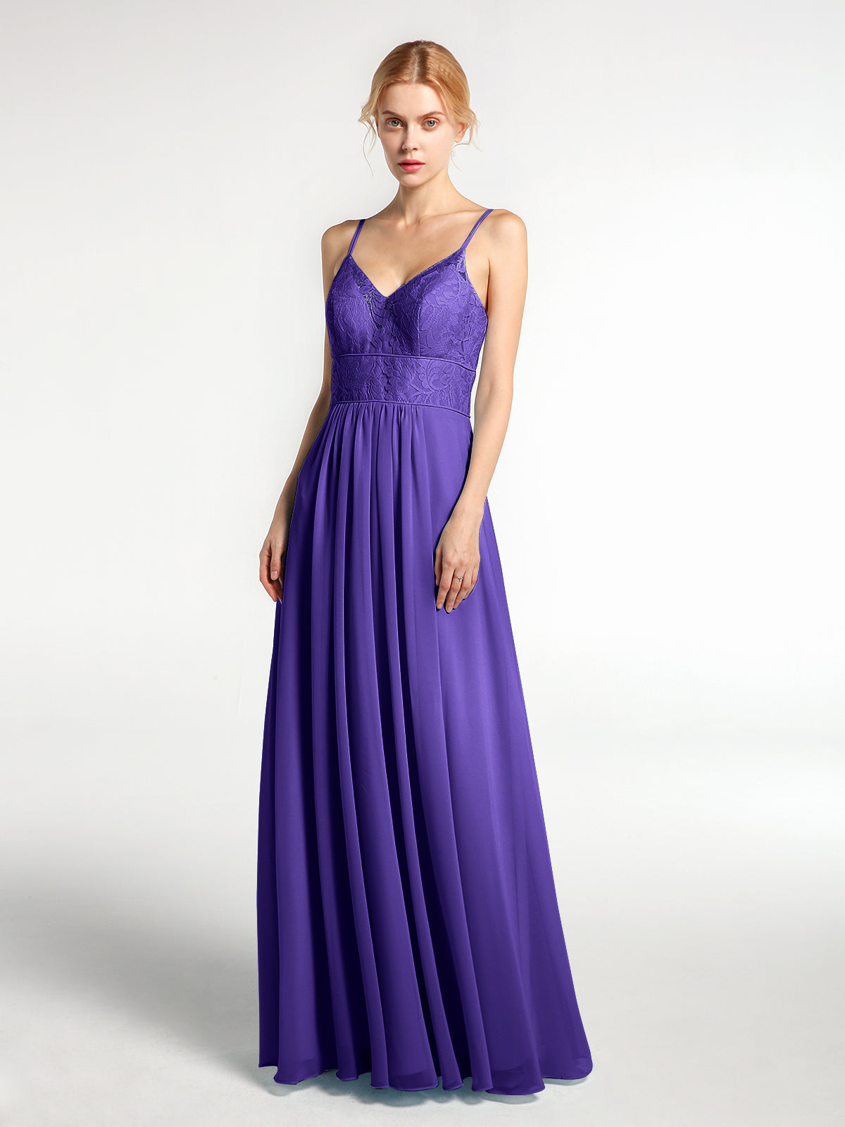 V-neck Chiffon Simple Dress with Spaghetti Straps Regency