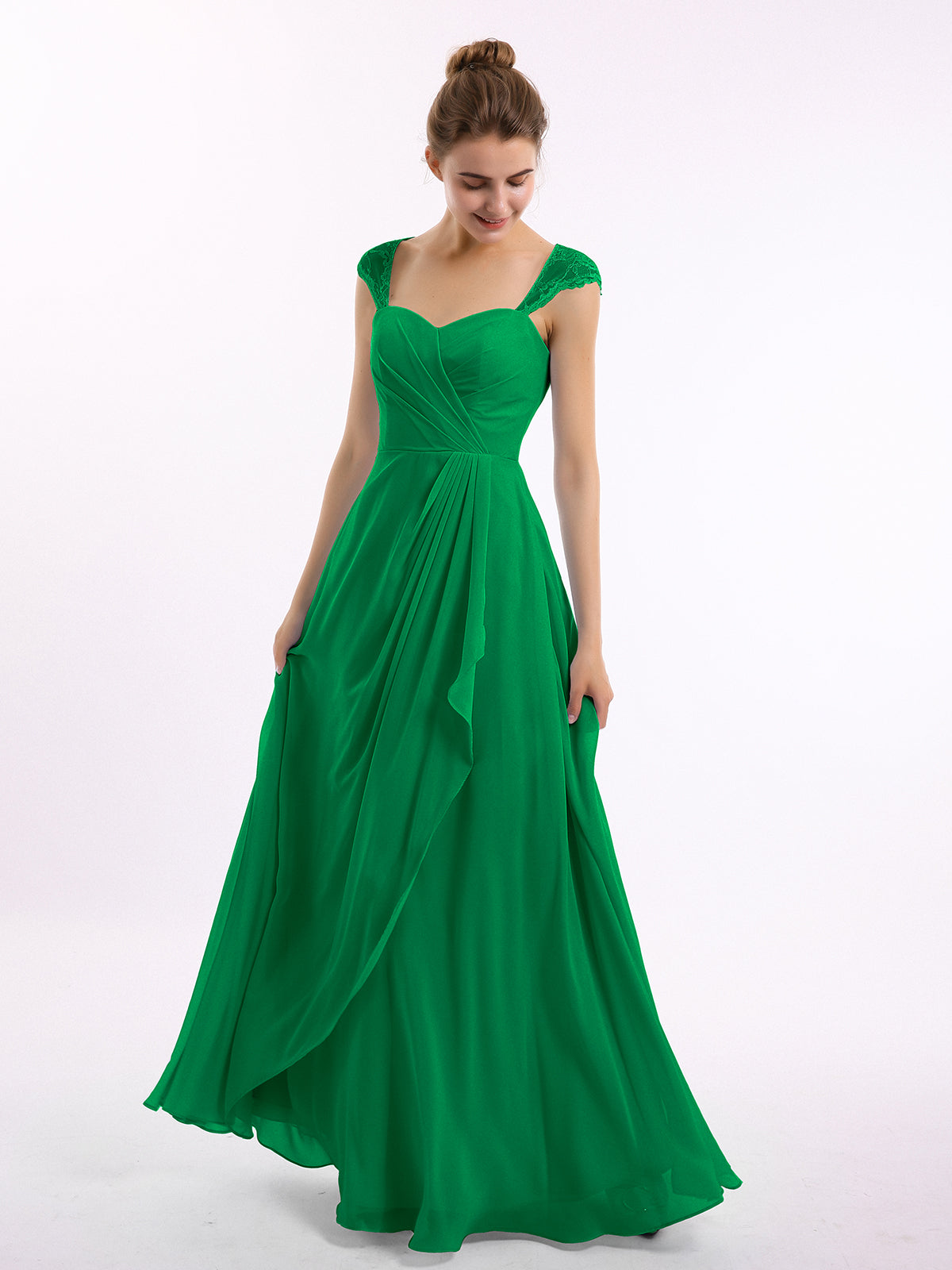 slim fit dress slacks Bridesmaid Dresses Emerald Green Sheath/Column Spaghetti Straps V-Neck Floor Length Chiffon Bridesmaid Dresses with Slit