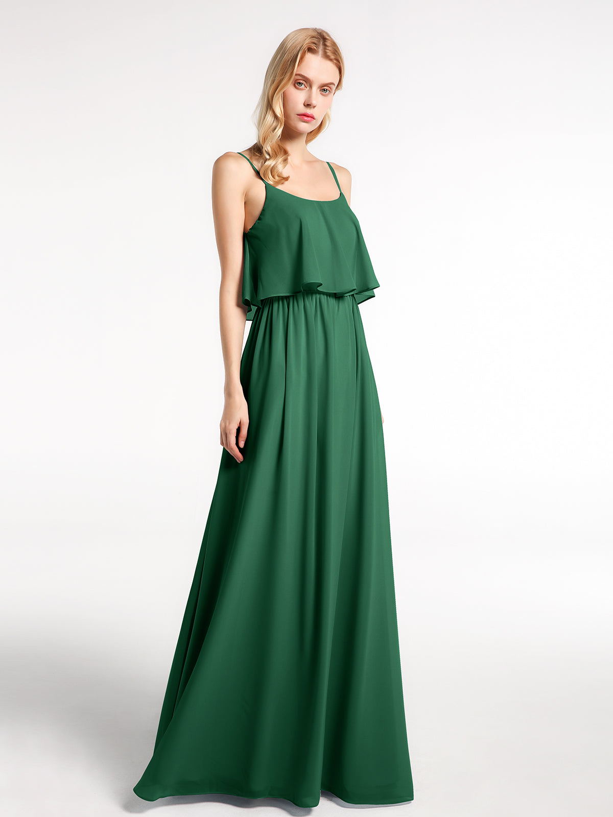 Spaghetti Straps A-line Satin Max Dresses Dark Green Plus Size