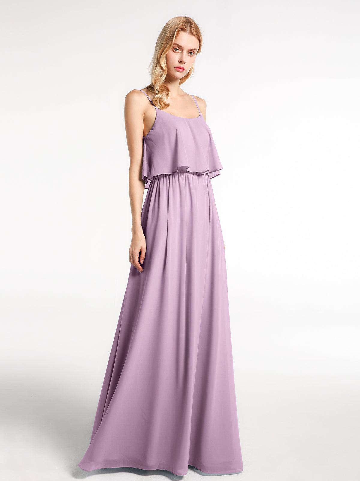 Spaghetti Straps V-neck Chiffon Dress With Slit Wisteria Plus Size