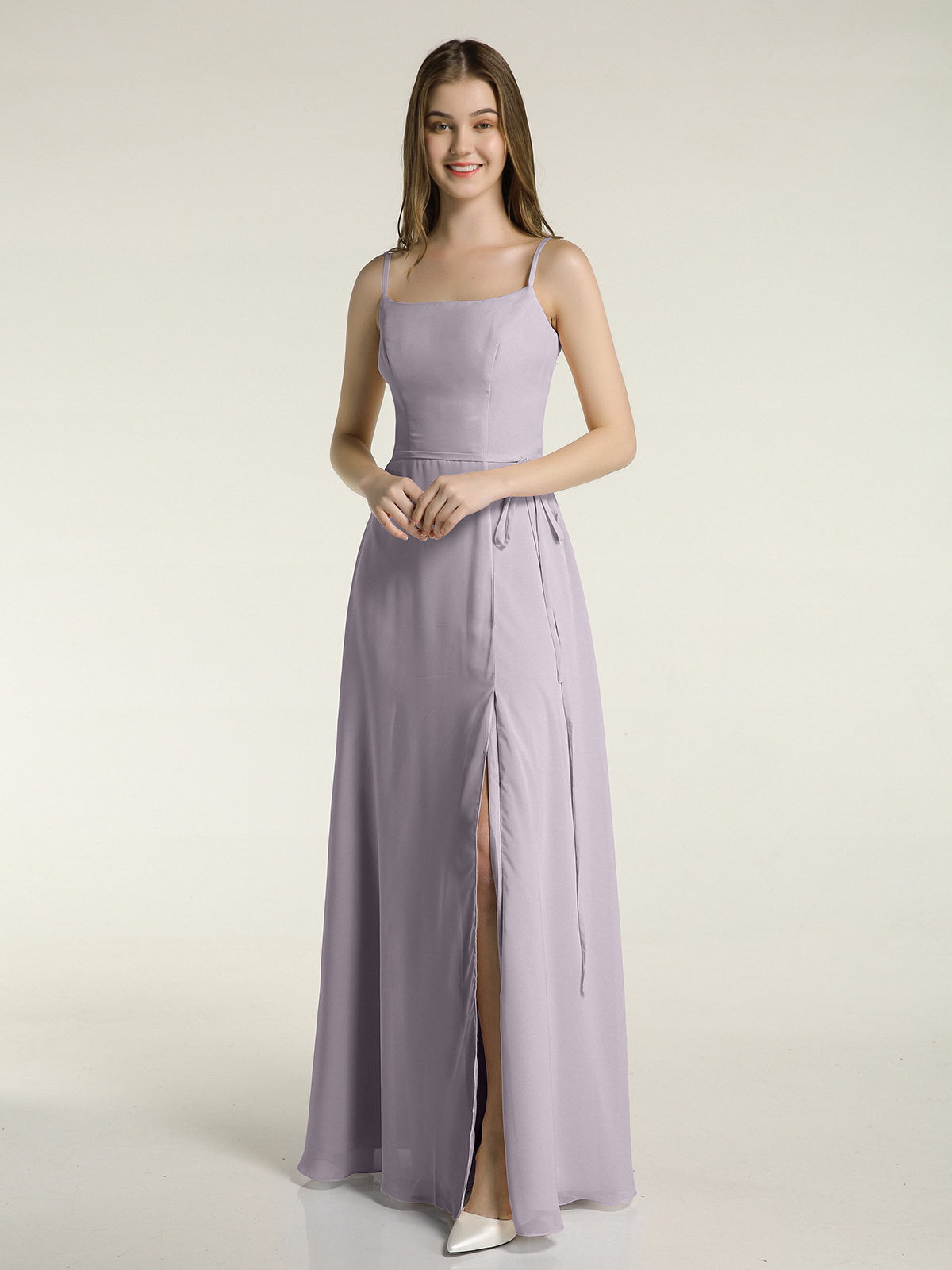 Simple Chiffon Dress with Spaghetti Straps Dusk