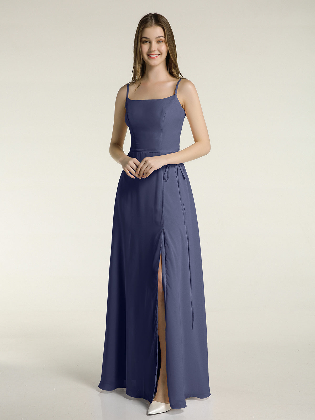 Sweetheart Neck Chiffon Gown with Spaghetti Straps Stormy Plus Size