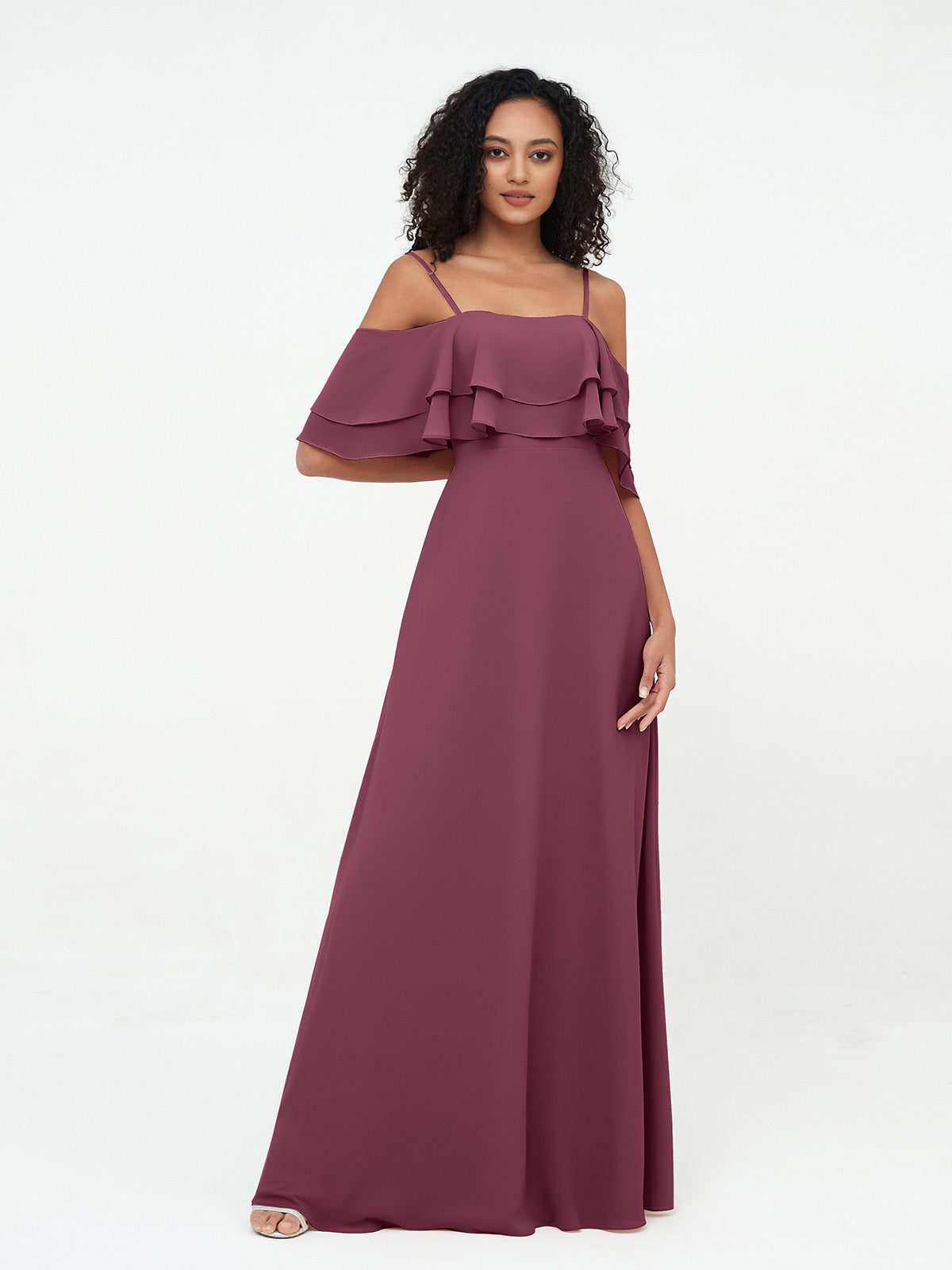 Off Shoulder Backless Satin Dress With Slit Mulberry Plus Size
