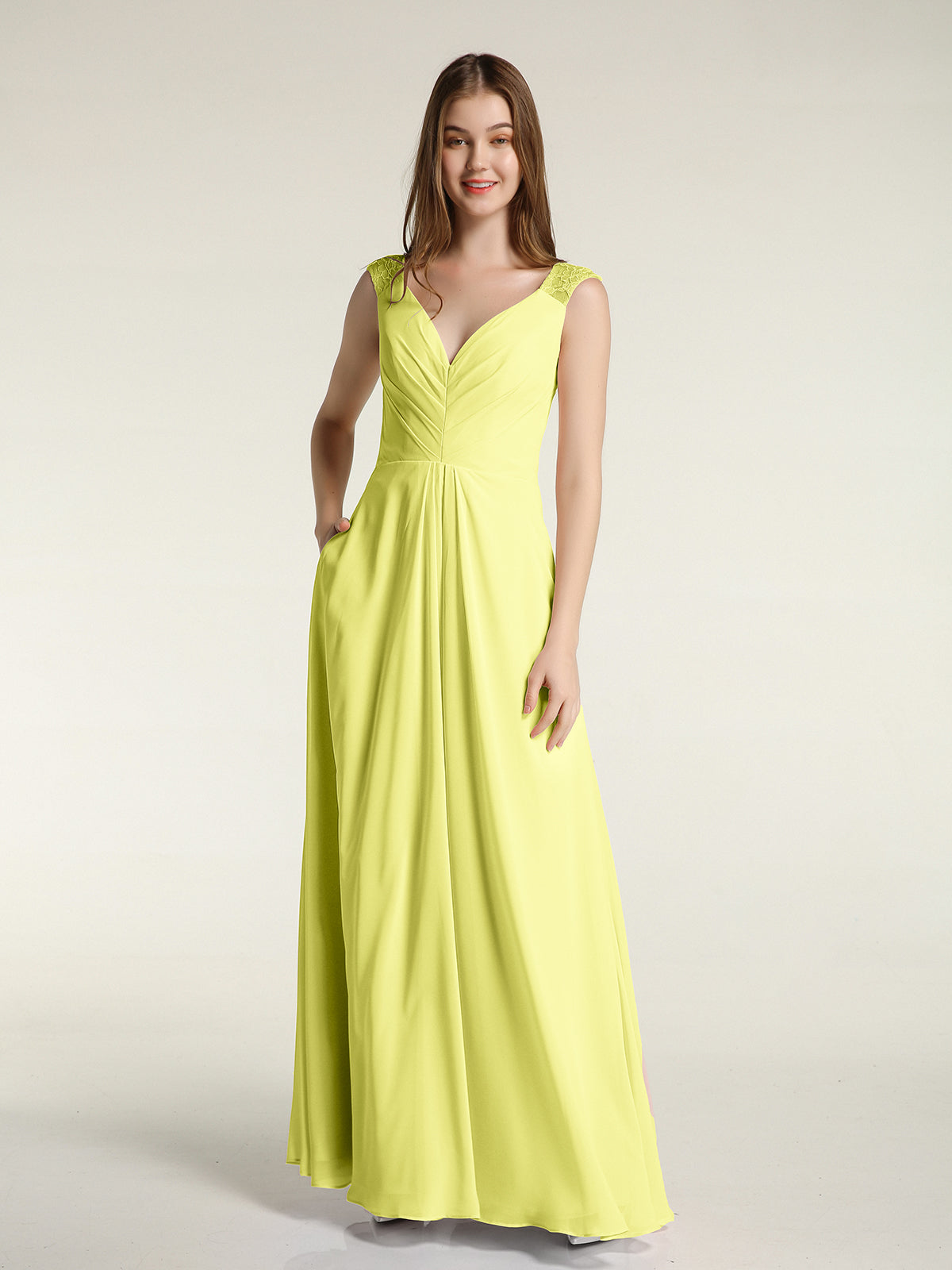 FuLL Length Lace and Chiffon Dresses Daffodil Plus Size