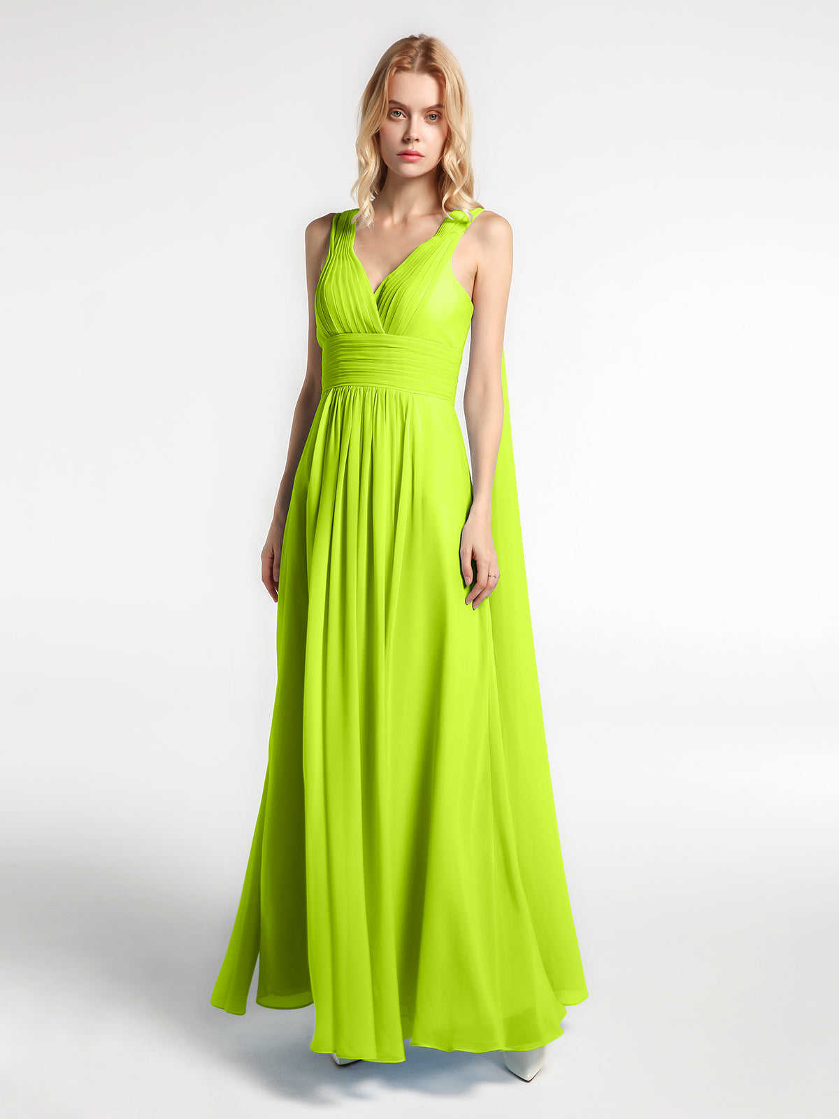 V Neck Chiffon Dress with Streamer at Back Strap Watermelon main image 0