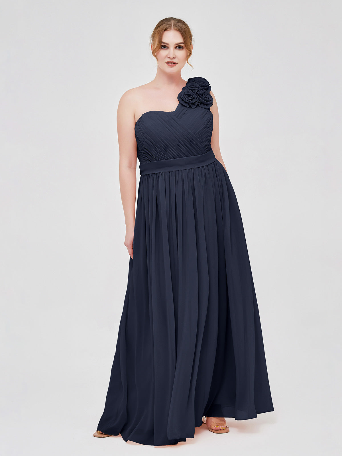 Mini Chiffon Dresses with Halter Neck Dark Navy Plus Size