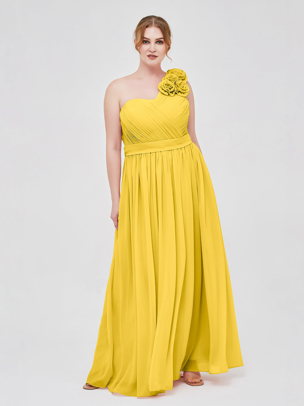 Long Chiffon Strapless Gowns with Sweethart Marigold Plus Size main image 0