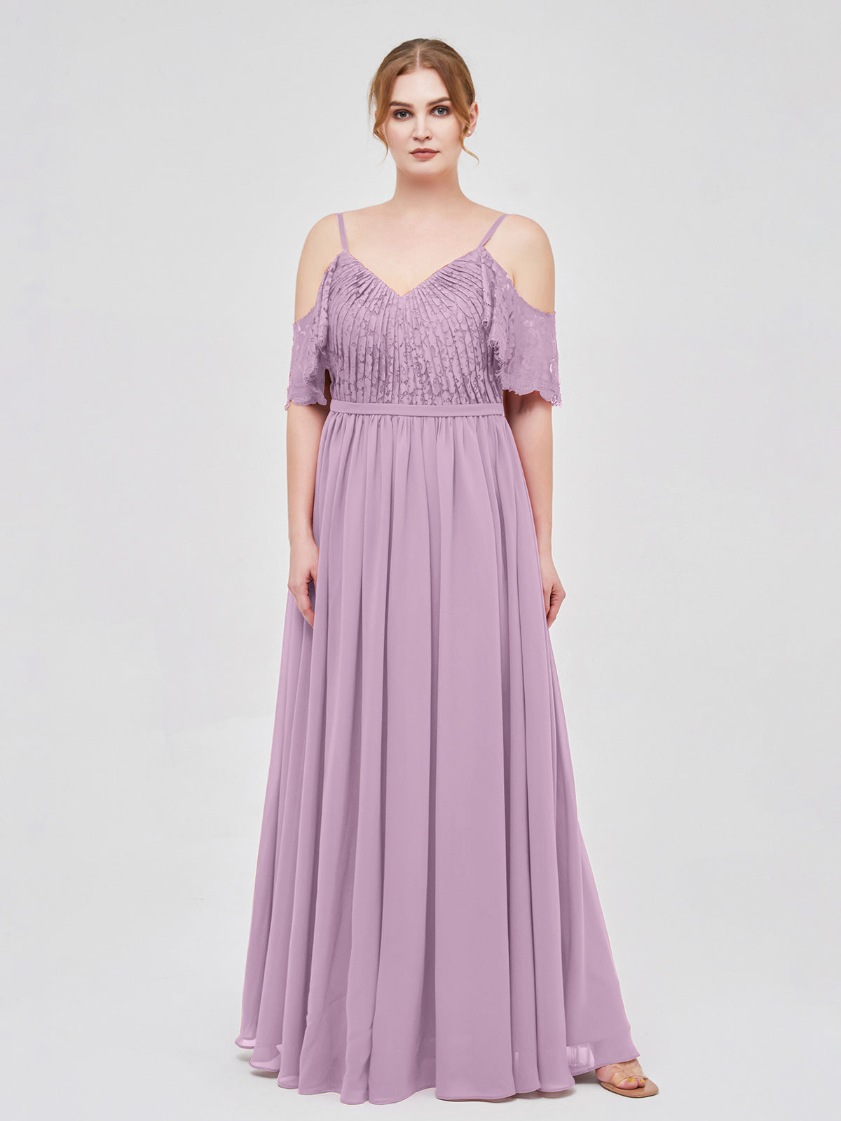 BABARONI Spaghetti Strap Lace and Chiffon Dress Wisteria, Wisteria / US0