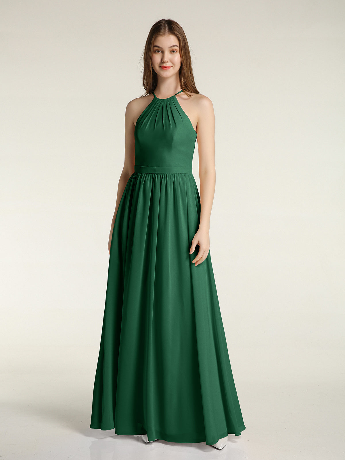 BABARONI Halter Chiffon Long Bridesmaid Dresses-Dark Green, Dark Green / US0 BABARONI Halter Chiffon Long Bridesmaid Dresses-Dark Green, Dark Green / US0