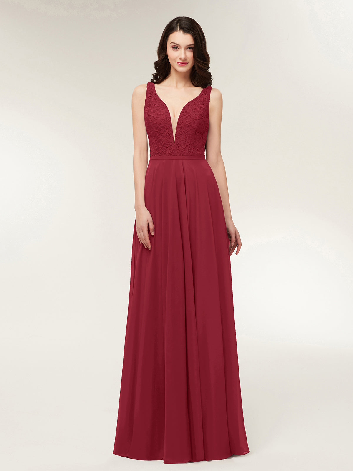 BABARONI Open Back Dress with Lace Bodice-Burgundy, Burgundy / US0 BABARONI Open Back Dress with Lace Bodice-Burgundy, Burgundy / US0