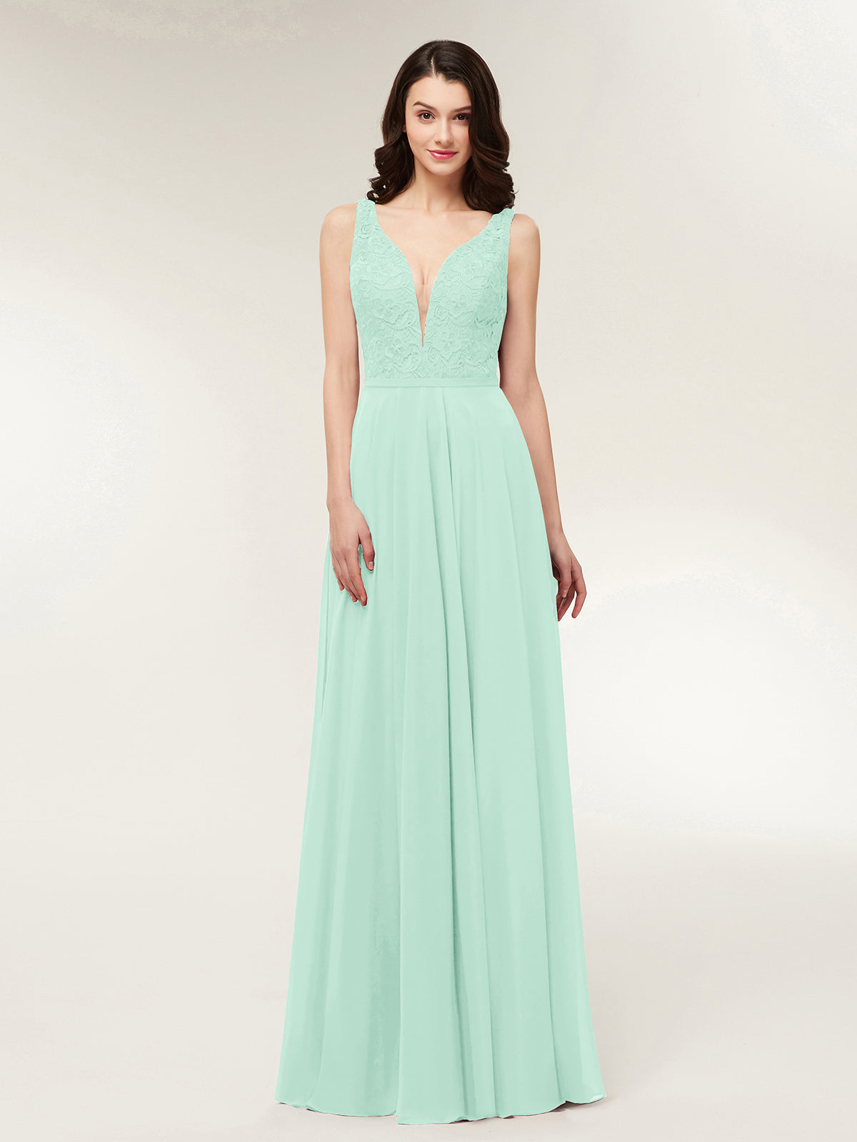 BABARONI Open Back Dress with Lace Bodice-Mint Green, Mint Green / US0