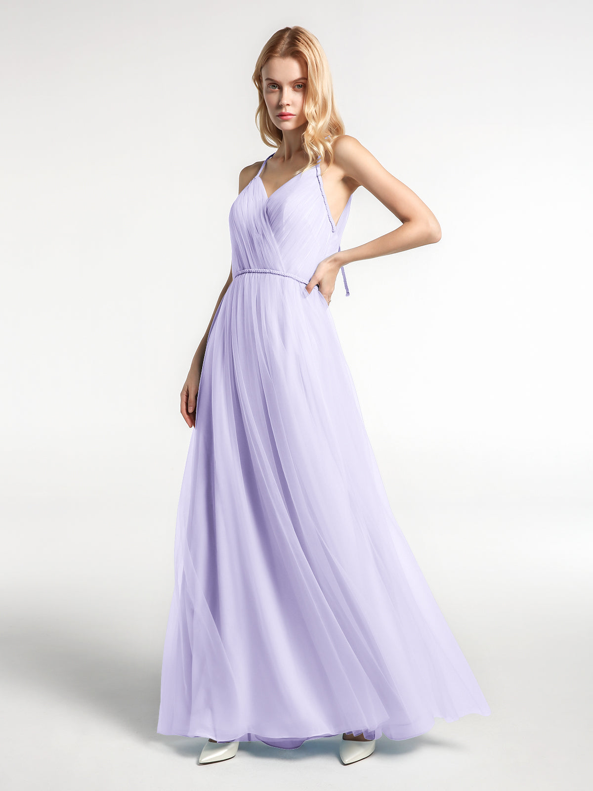 Alluring Beauty Tie-Strap Tulle Maxi Dress