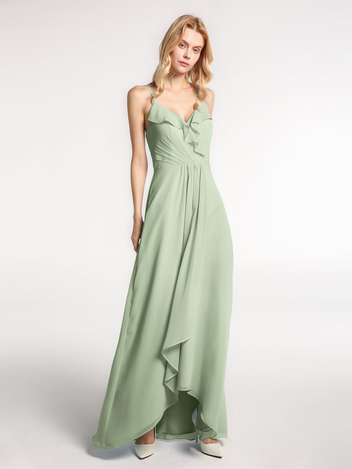 dusty green maxi dress Glitter-Tulle Long Sage Green Prom Dress