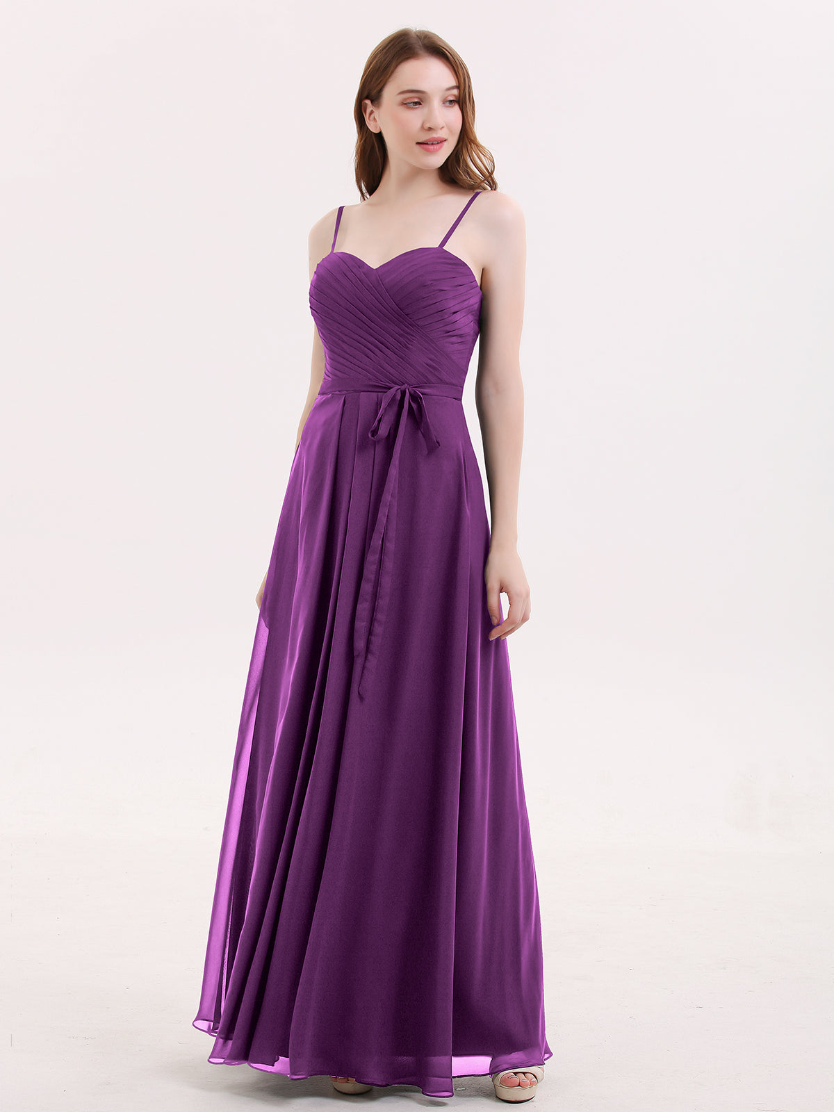 Spaghetti Straps Long Chiffon Dresses Grape Plus Size