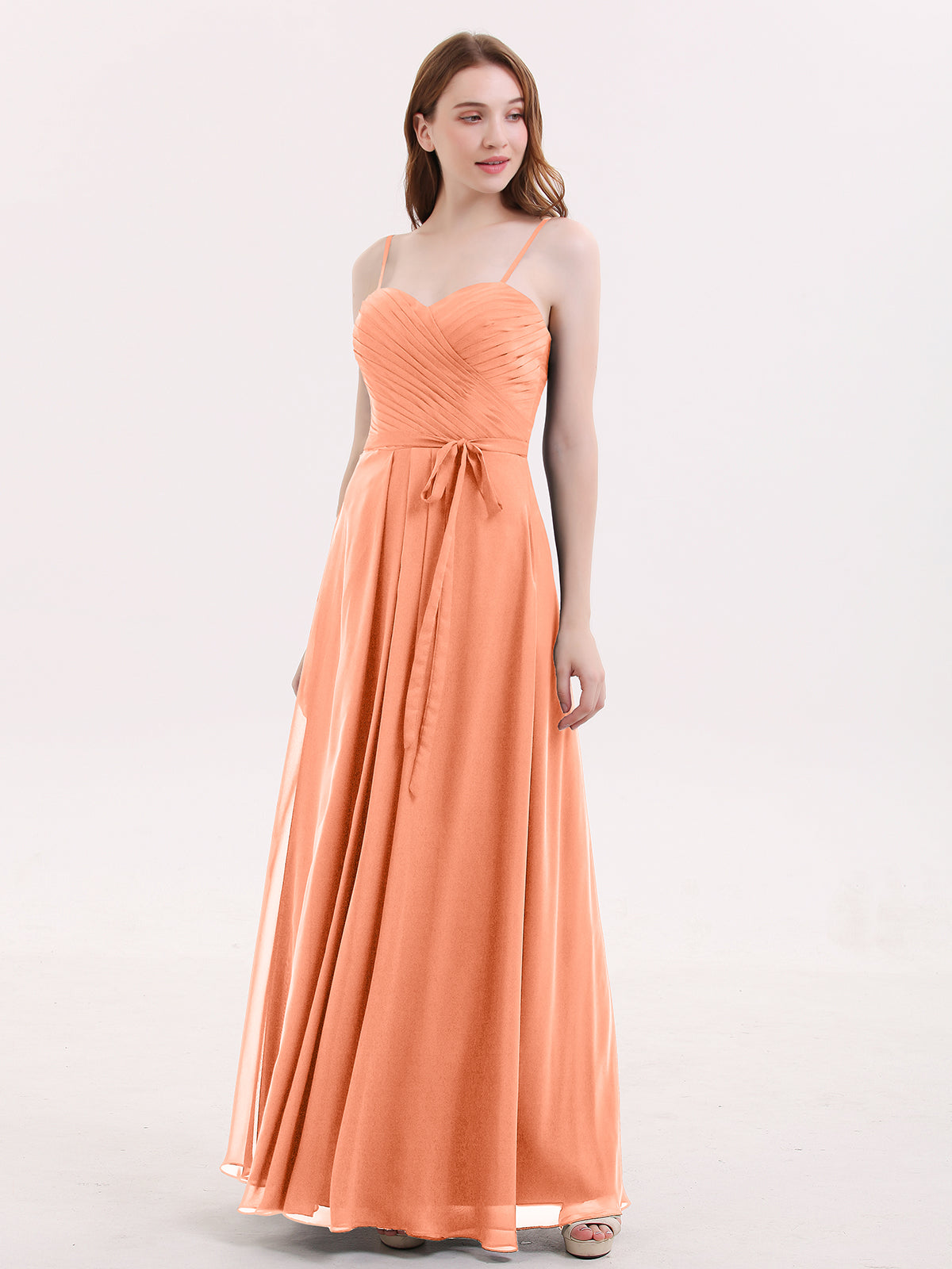 Spaghetti Strap Open Back Chiffon Dresses Papaya Plus Size