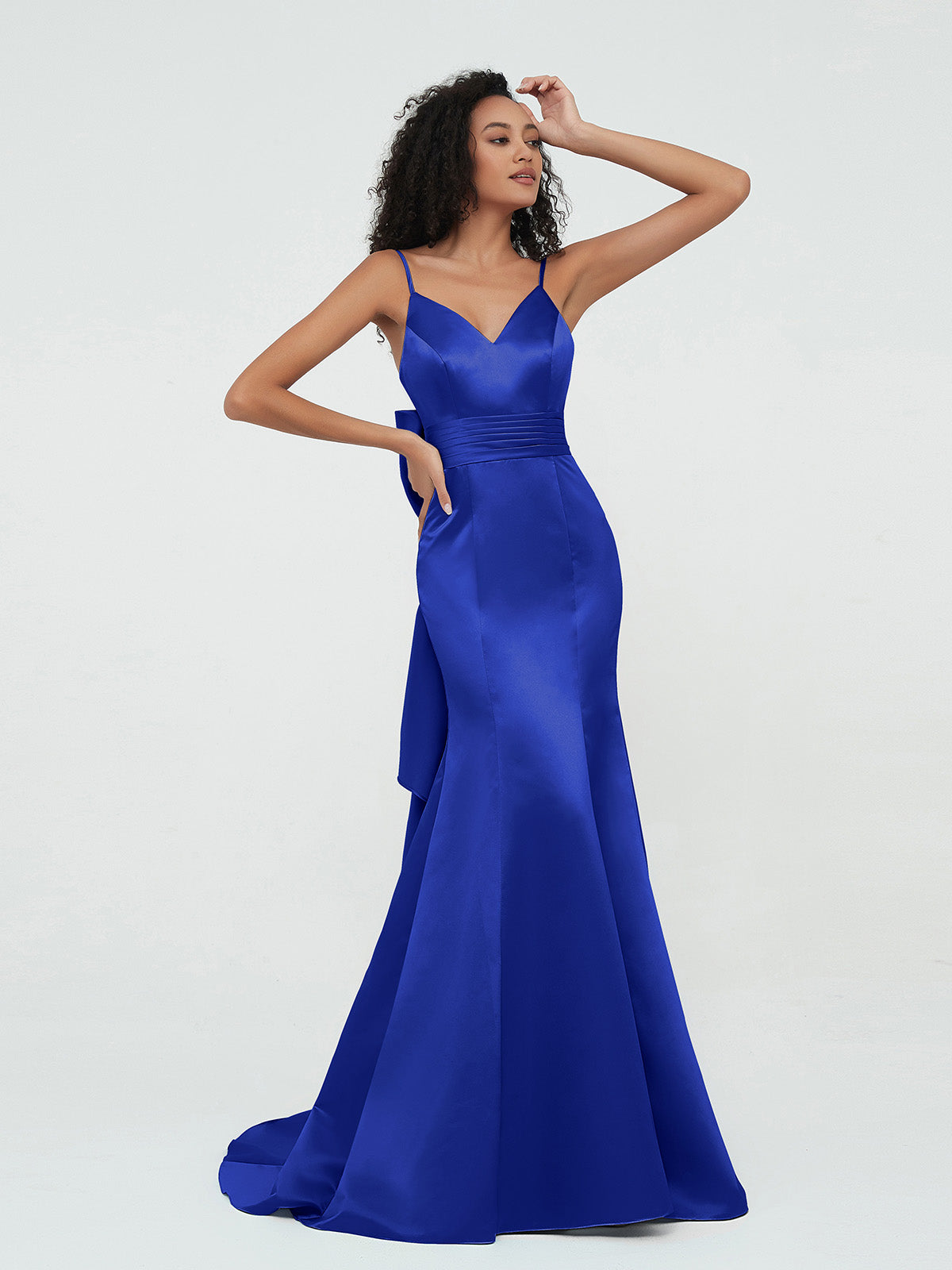 Spaghetti Straps Satin Mermaid Dresses-Royal Blue Muse BABARONI