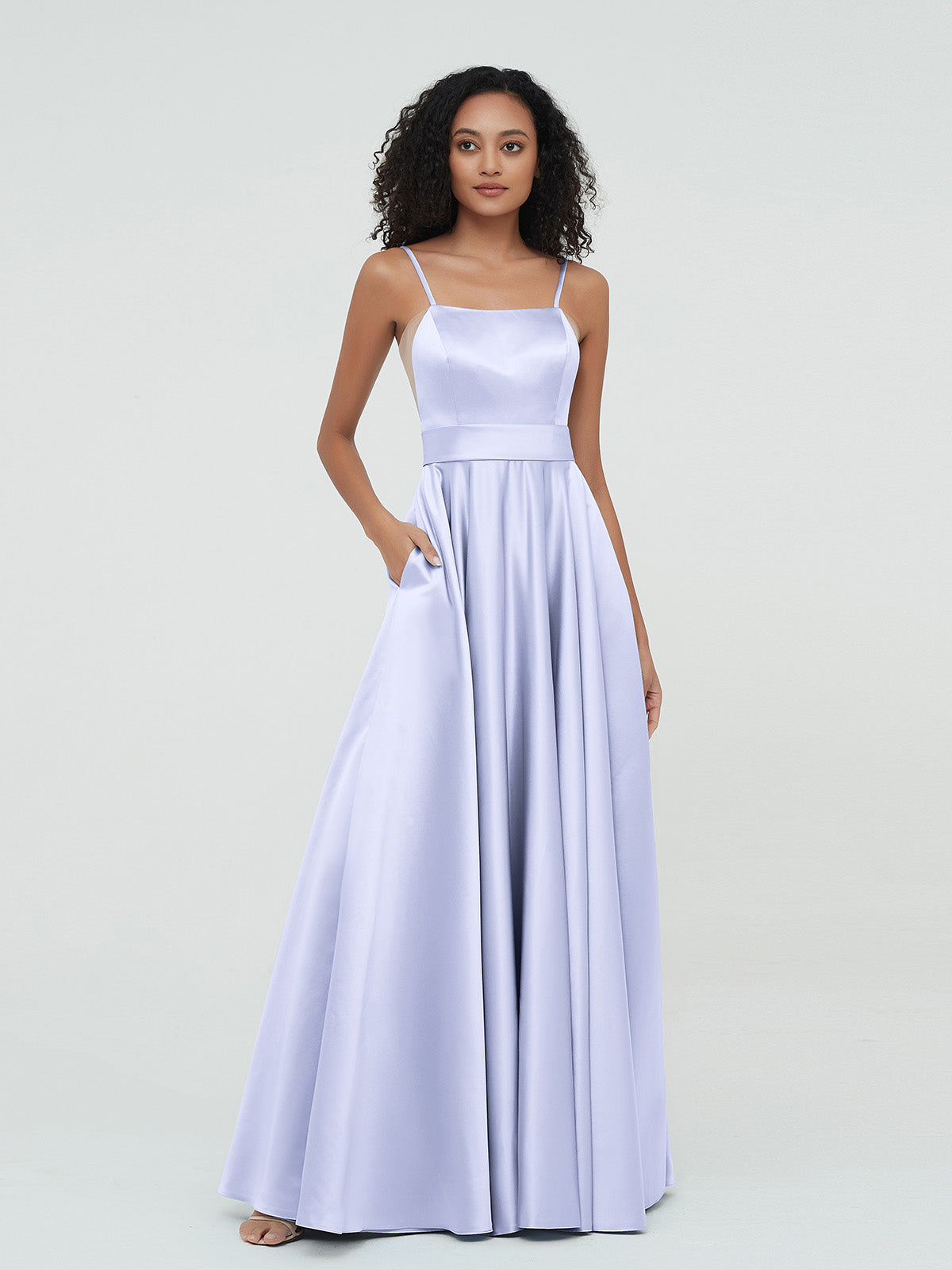 BABARONI A-line Spaghetti Straps Max Satin Dresses-Lavender Plus Size, Lavender / US18 BABARONI A-line Spaghetti Straps Max Satin Dresses-Lavender Plus Size, Lavender / US18