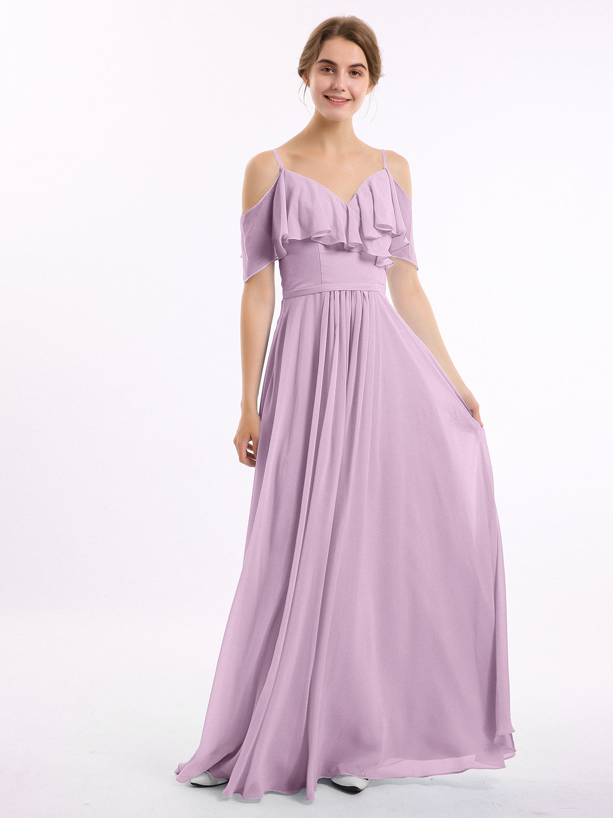 Spaghetti Strap Chiffon Dresses with Bow Wisteria Plus Size