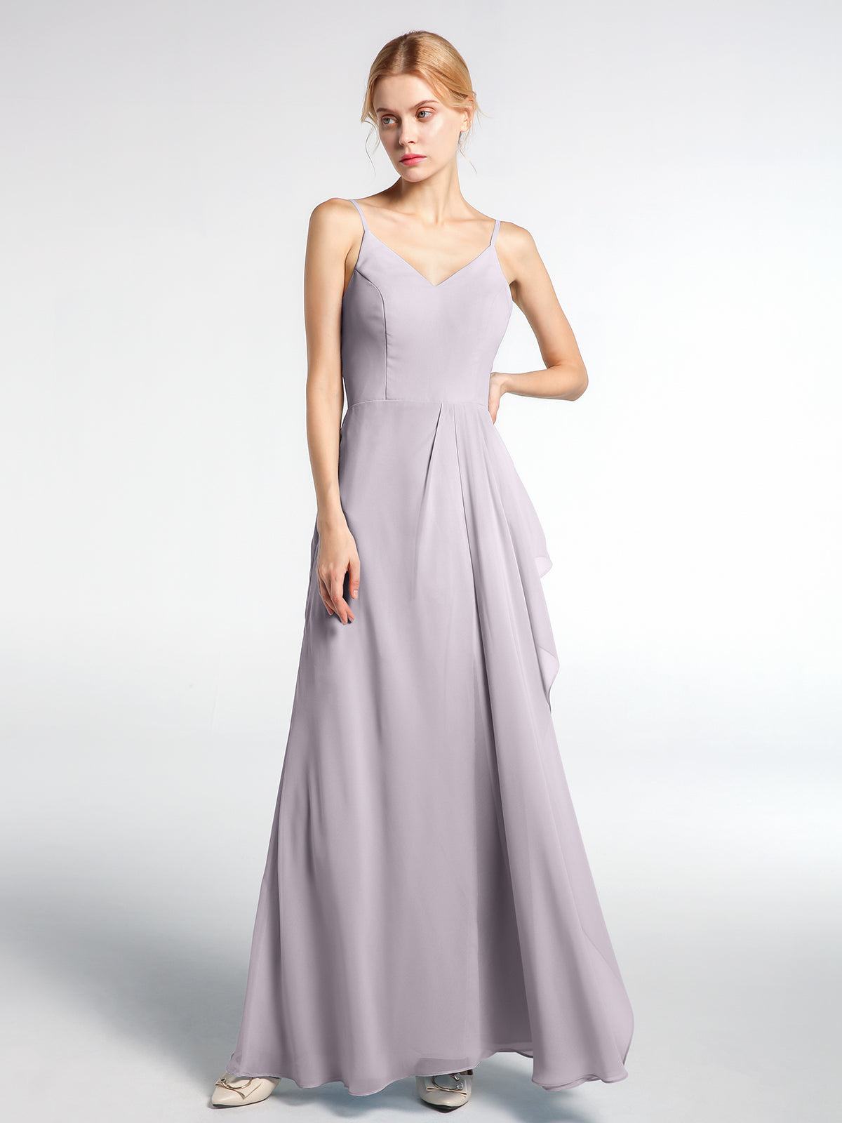 V-neck Chiffon Dresses with Lace Strap Dusk Plus Size