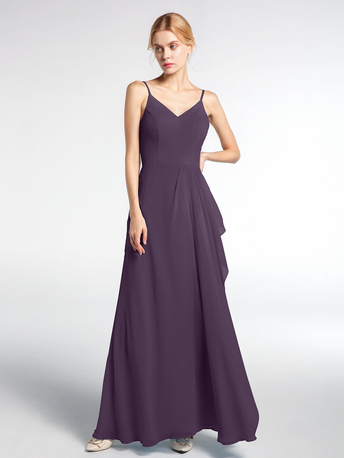 Simple Chiffon Dress with Spaghetti Straps Peacock Plus Size main image 1