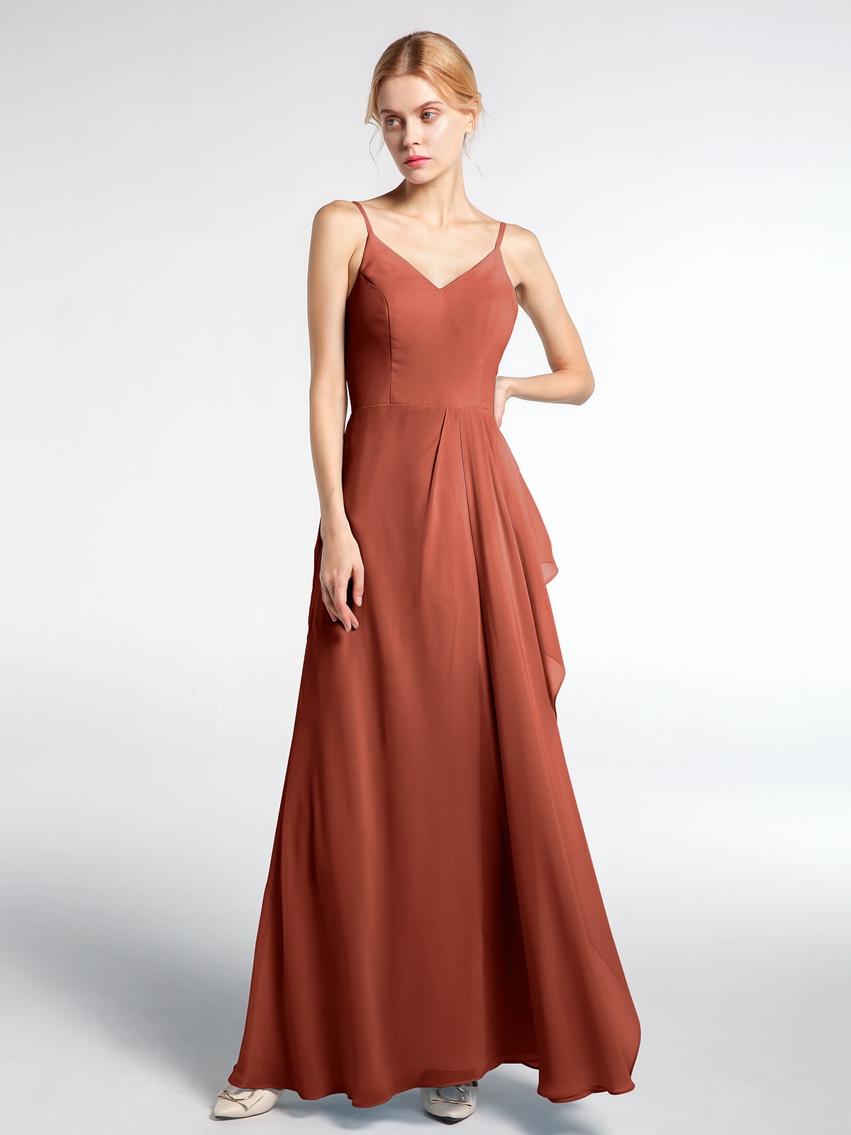 Lace And Chiffon Long Formal Dresses Rust Plus Size main image 0