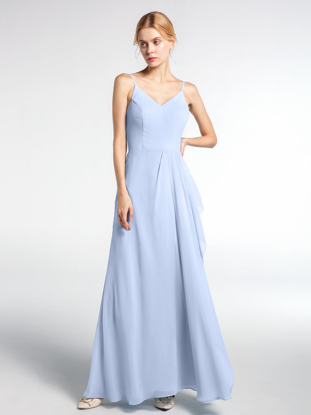 Powder Blue Maxi Dress - Chiffon Dress - Simple Bridesmaid Dress