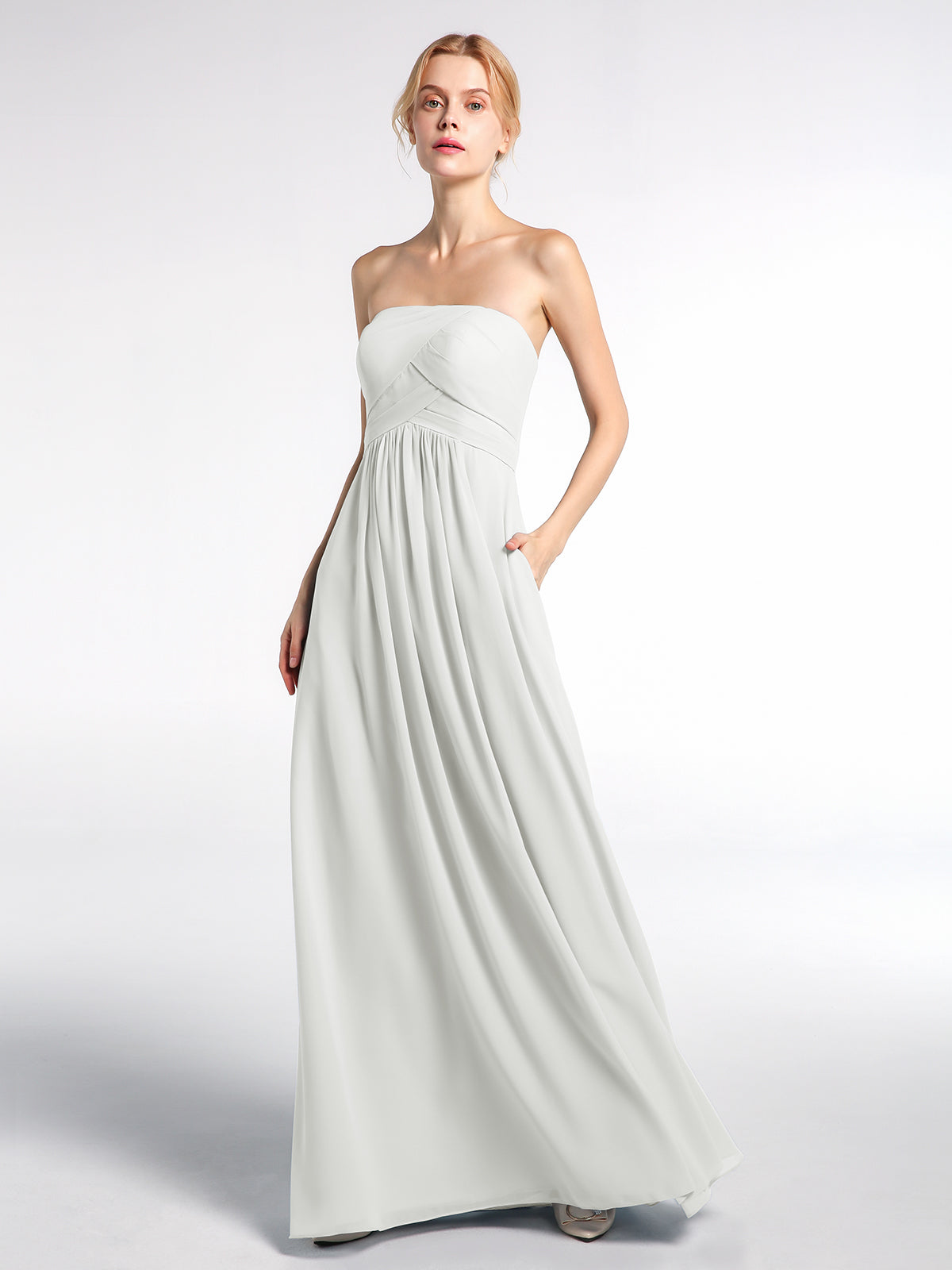 Empire Chiffon Off the shoulder Long Dresses Ivory Plus Size