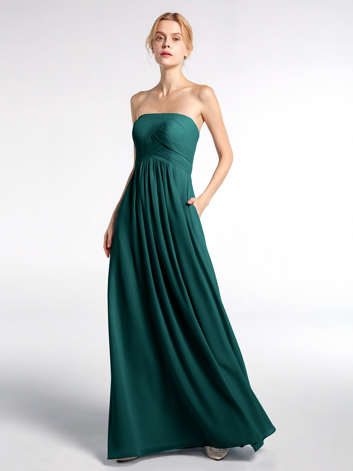 white christmas dresses Strapless Midi Monterey Dress in Dark Navy Chiffon | Xs main image 0