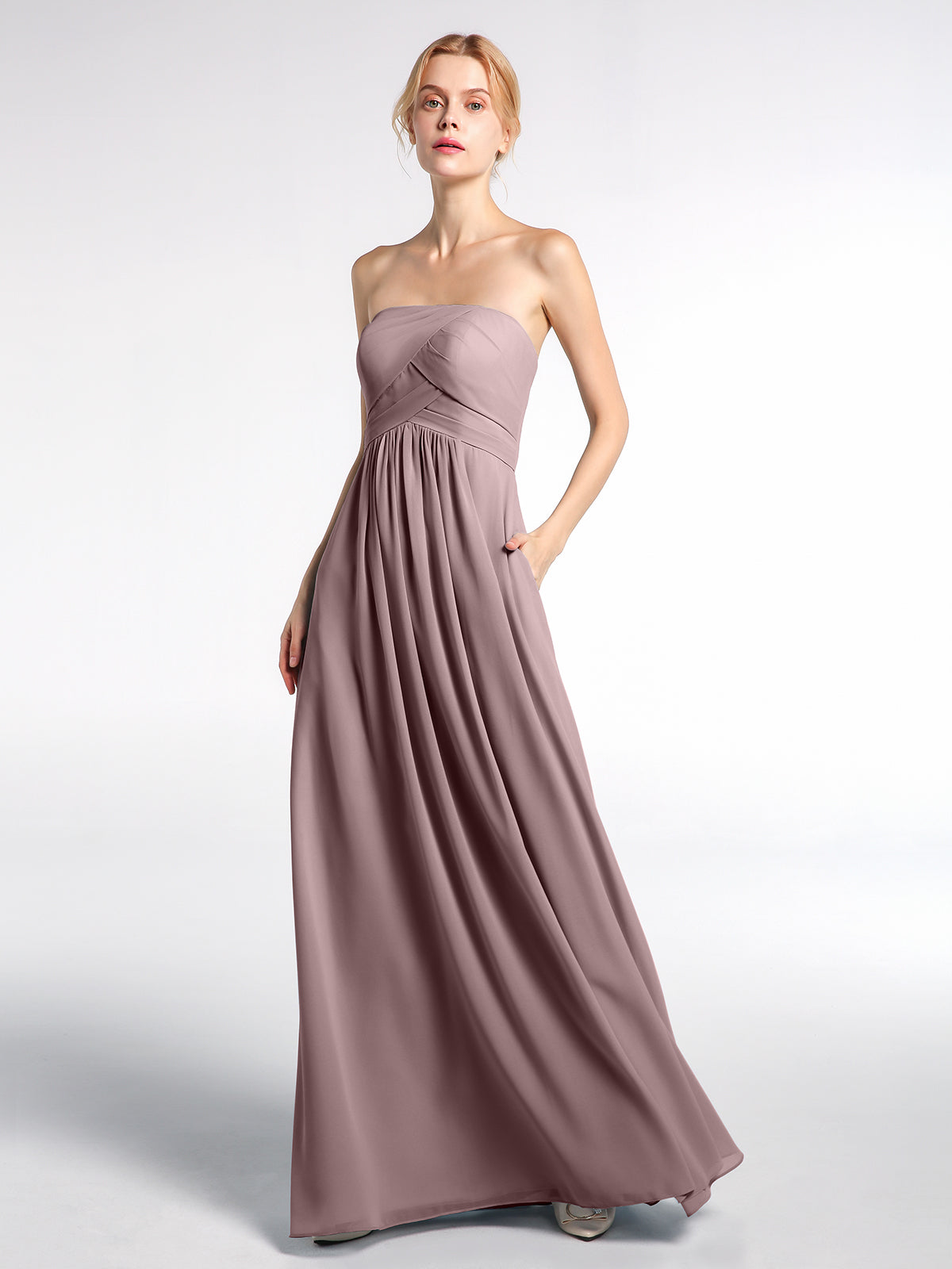blue dress for baby girl Mauve Satin Serenity Maxi – The Black Pearl Boutique main image 1