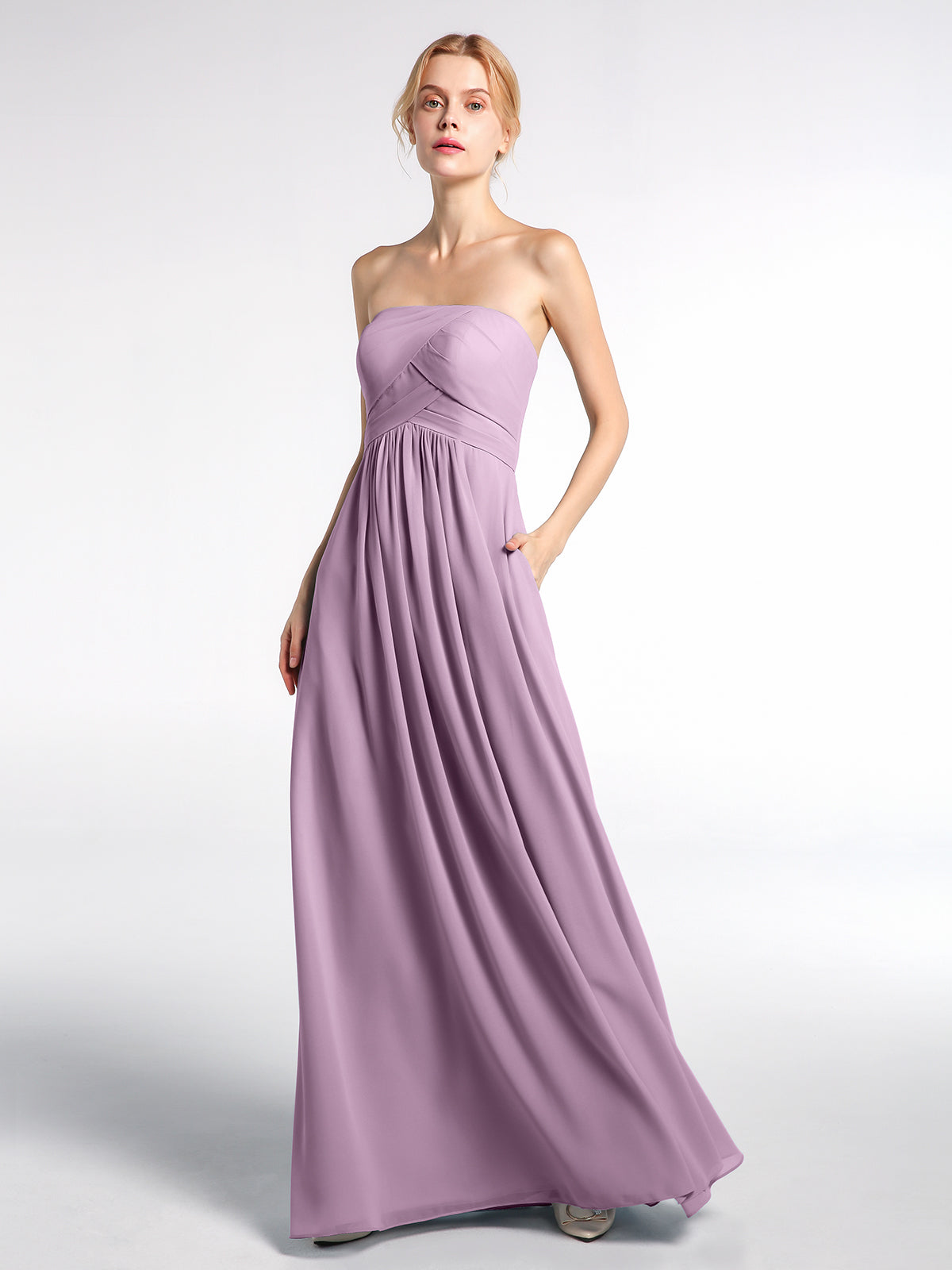Sweetheart Neck Off Shoulder Empire Chiffon Dresses Wisteria Plus Size