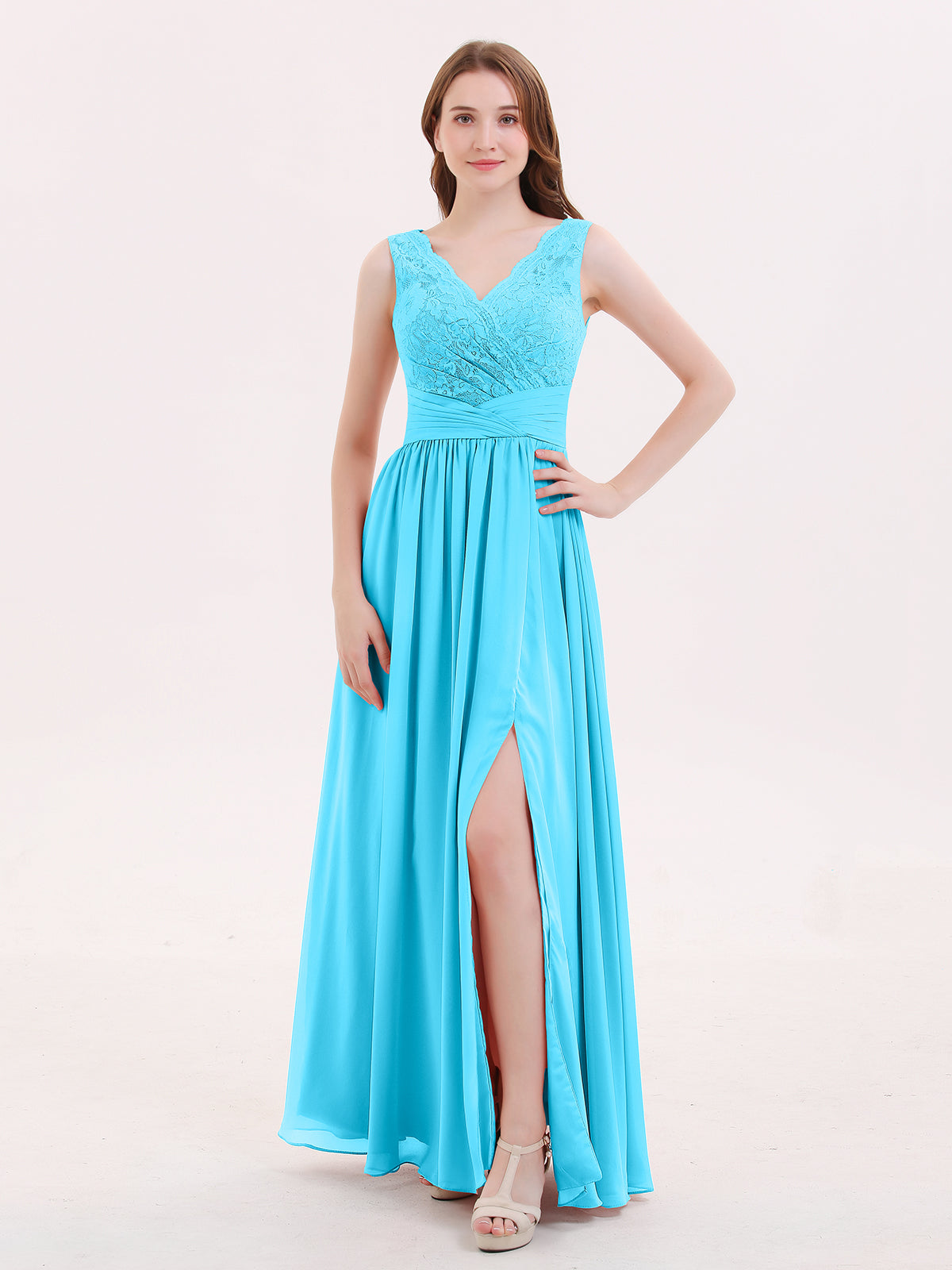 Straplesses Chiffon Maxi Dresses with Bow Pool main image 1