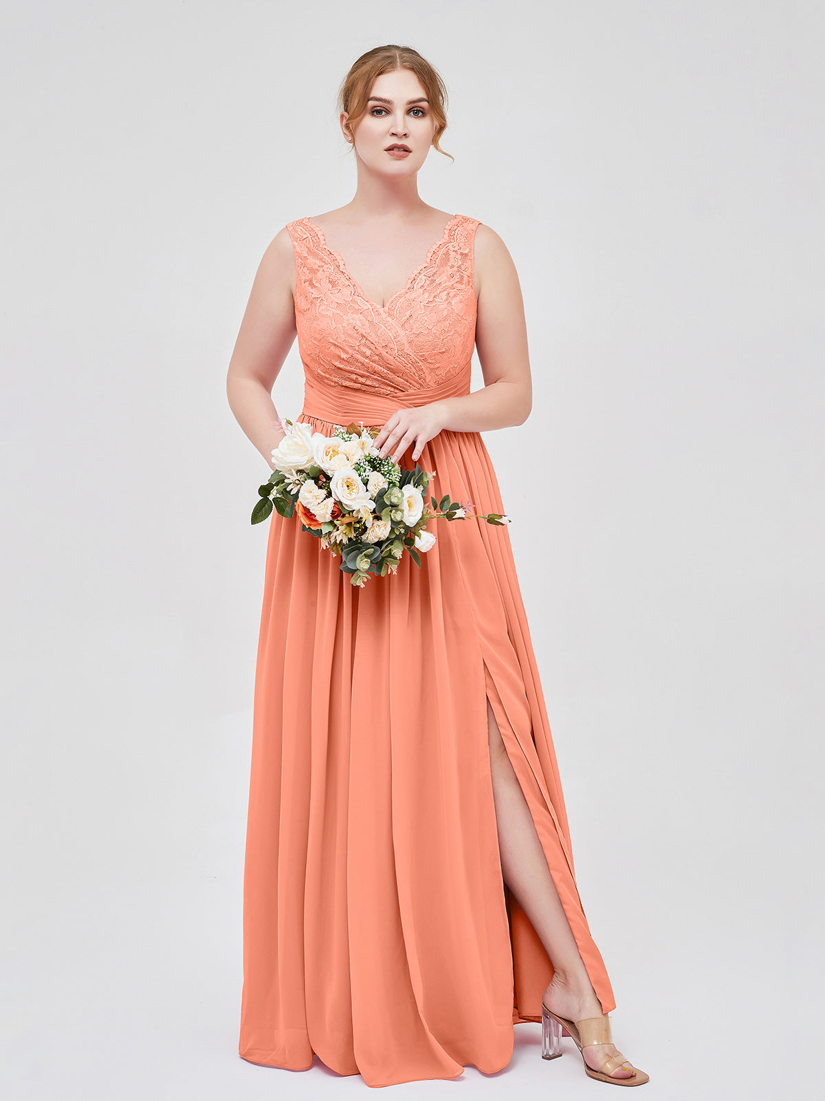 Lace and Chiffon Dresses with Open Back Sunset Plus Size