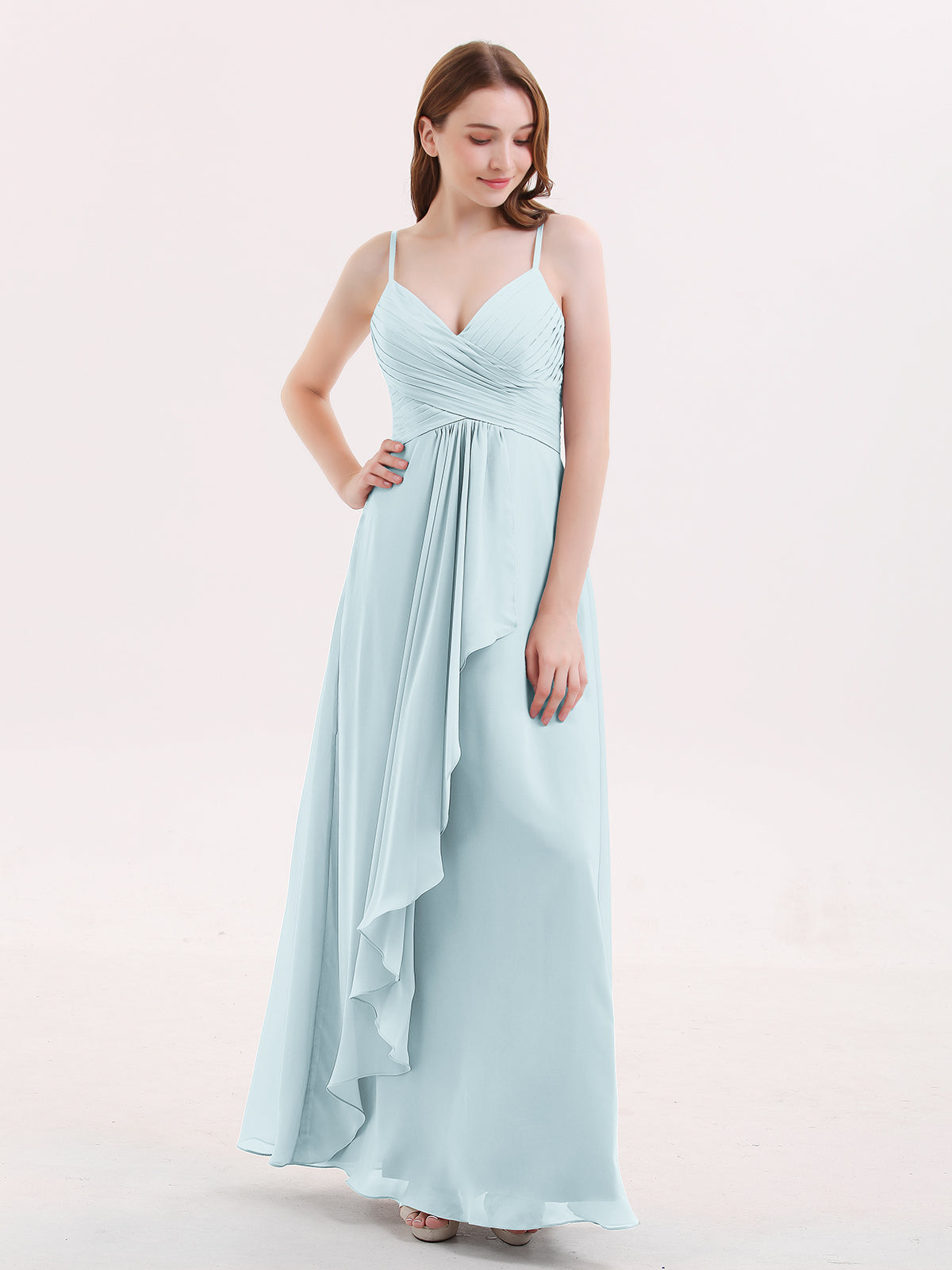 Halter Floor-length Chiffon Bridesmaid Dresses Mist