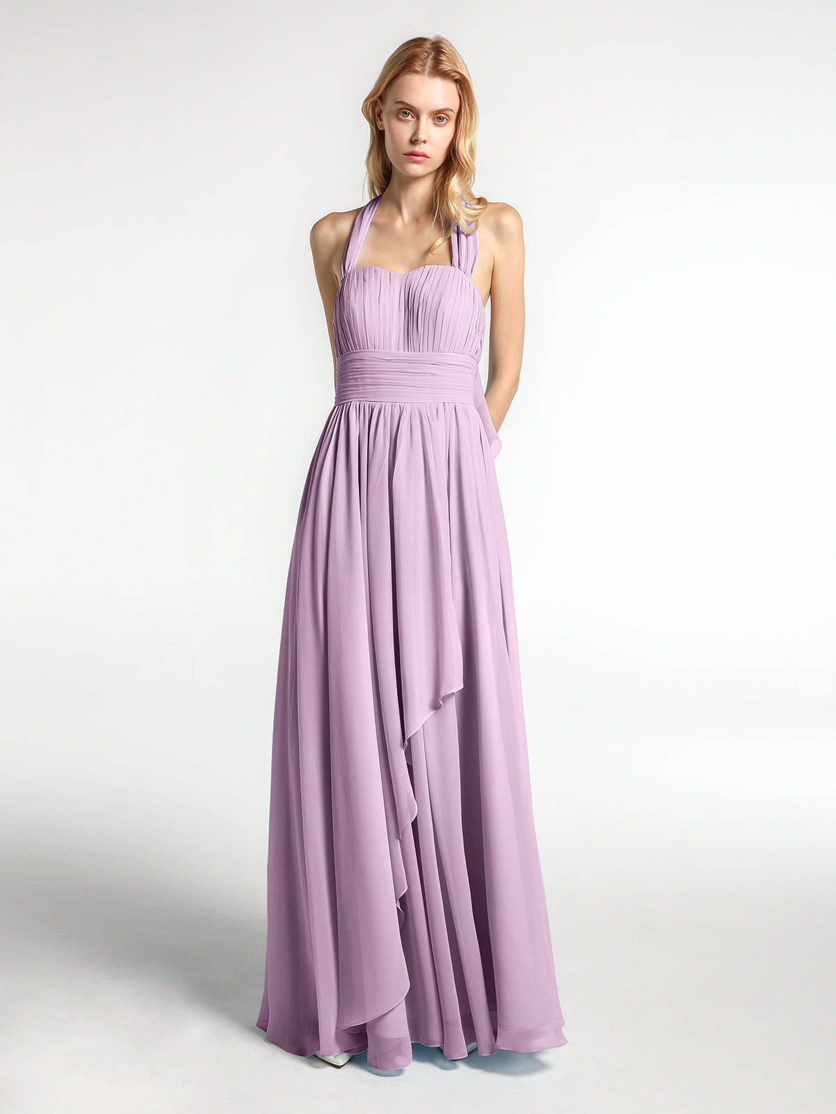 One Shoulder CASCADE SKIRT Chiffon Gowns Wisteria Plus Size