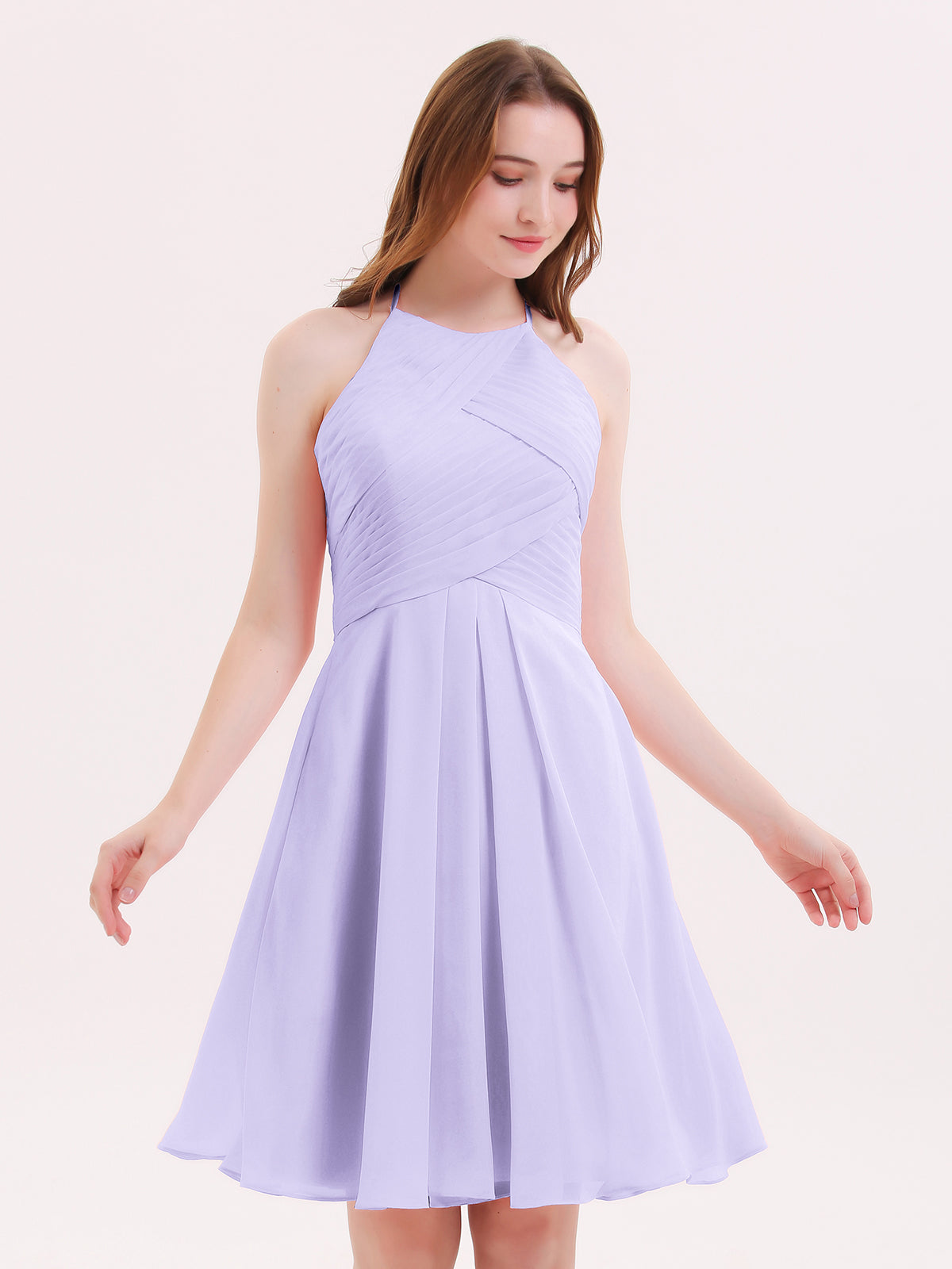 BABARONI Short Chiffon Bridesmaid Dress with Pocket-Lilac, Lilac / US0 BABARONI Short Chiffon Bridesmaid Dress with Pocket-Lilac, Lilac / US0
