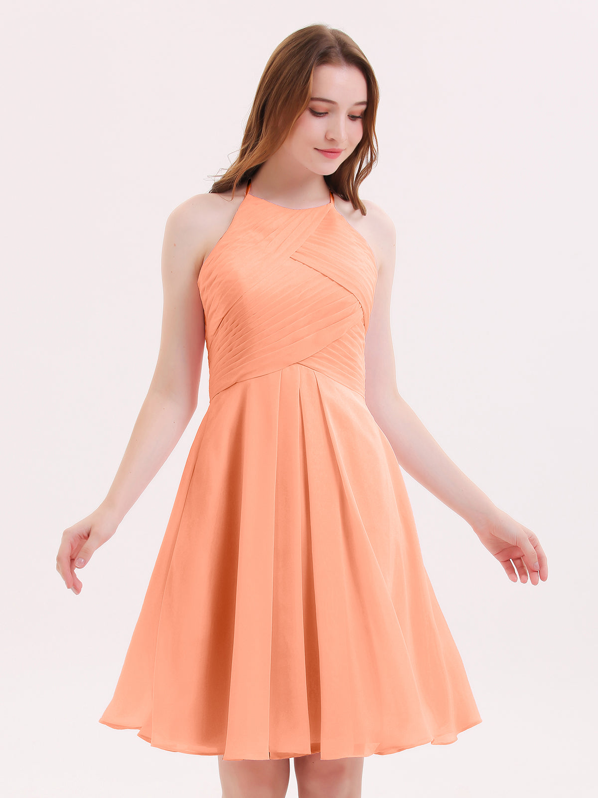 One Shoulder Chiffon Wedding Party Dresses Papaya Plus Size